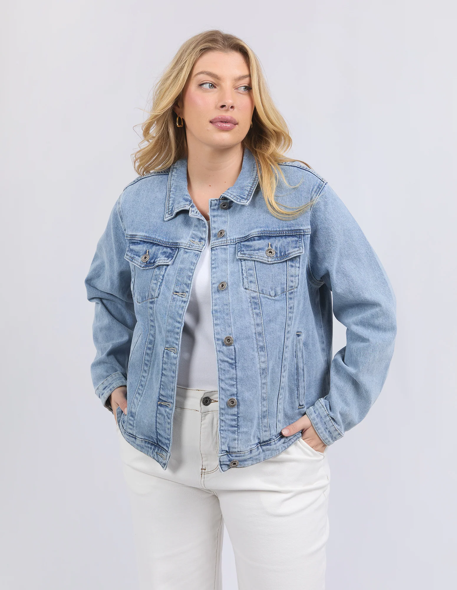 Becca Denim Jacket Light Blue Wash - Image 6