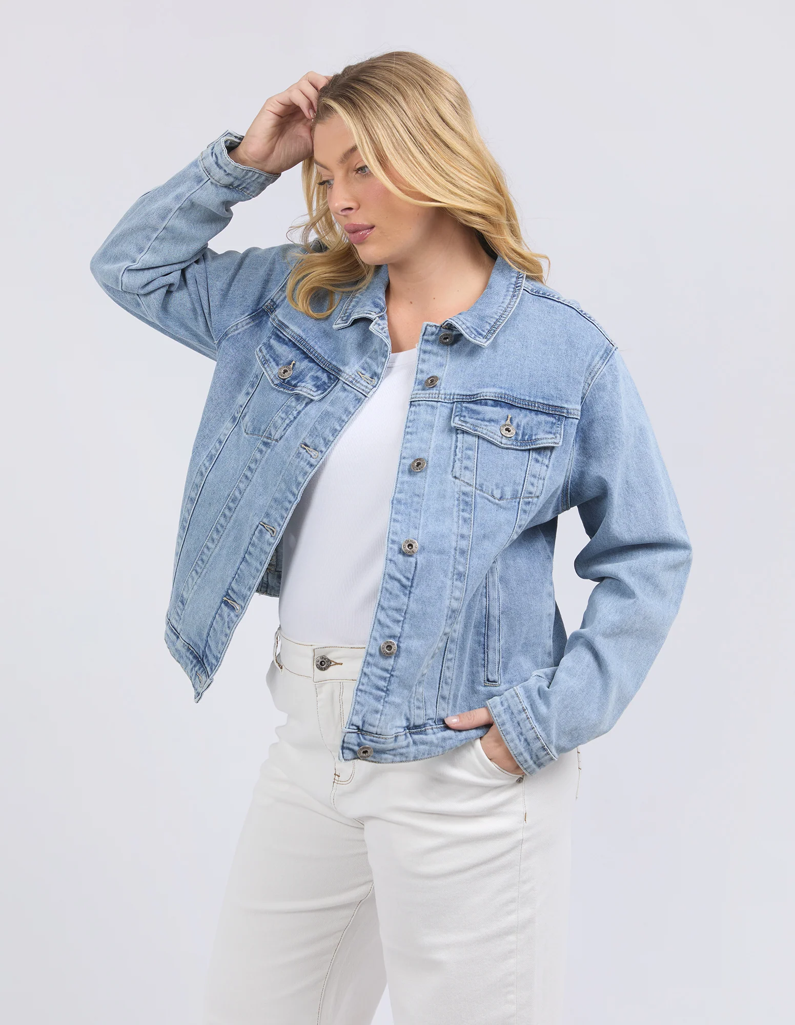 Becca Denim Jacket Light Blue Wash - Image 9