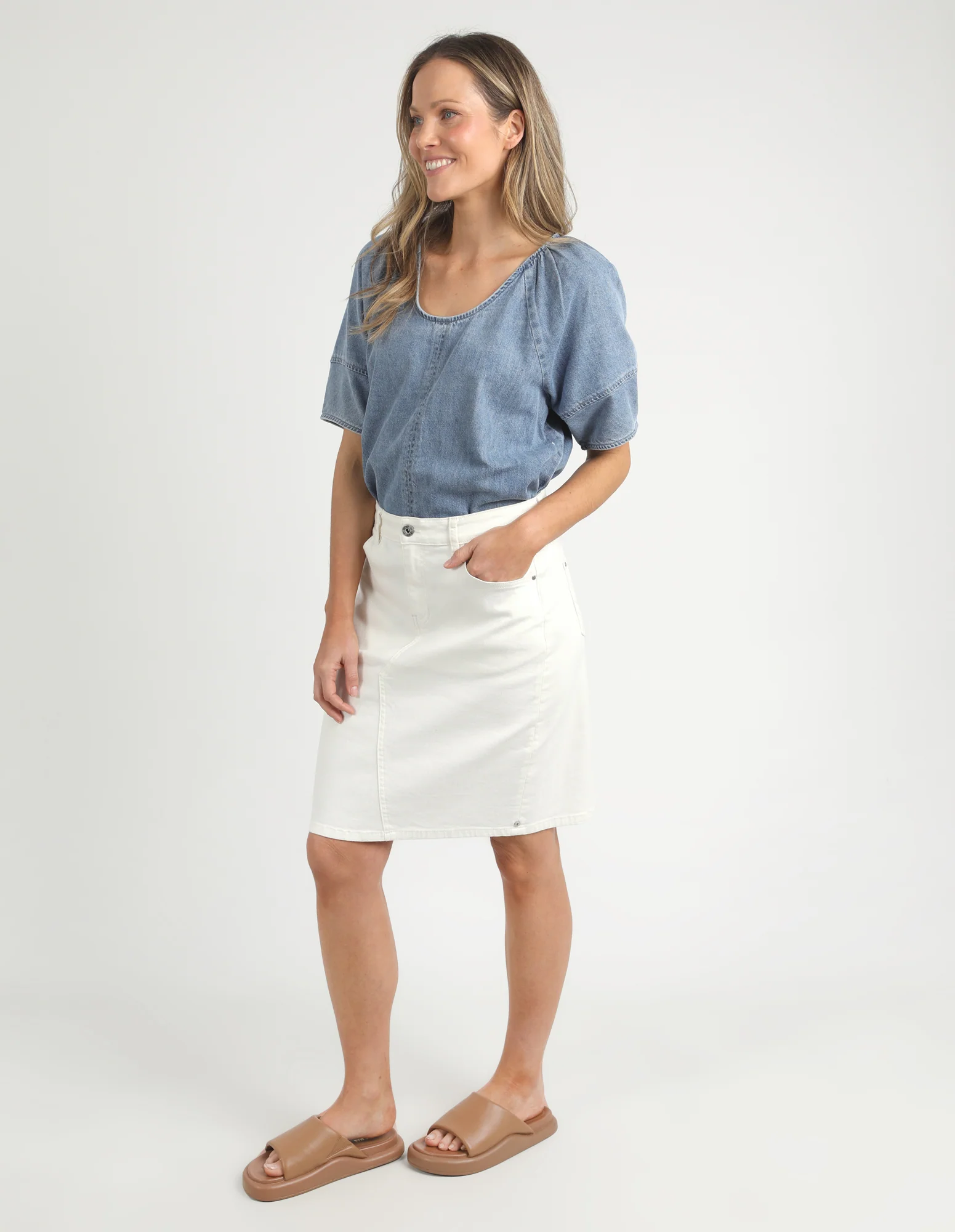 Belle Denim Skirt Vintage White - Image 4