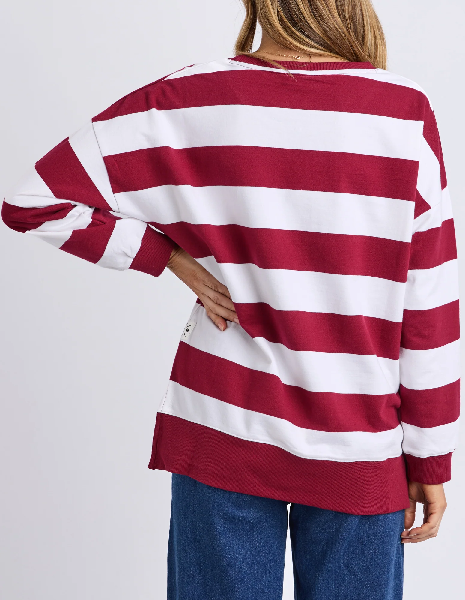 Billie Block Stripe Crew Maroon/White - Image 5