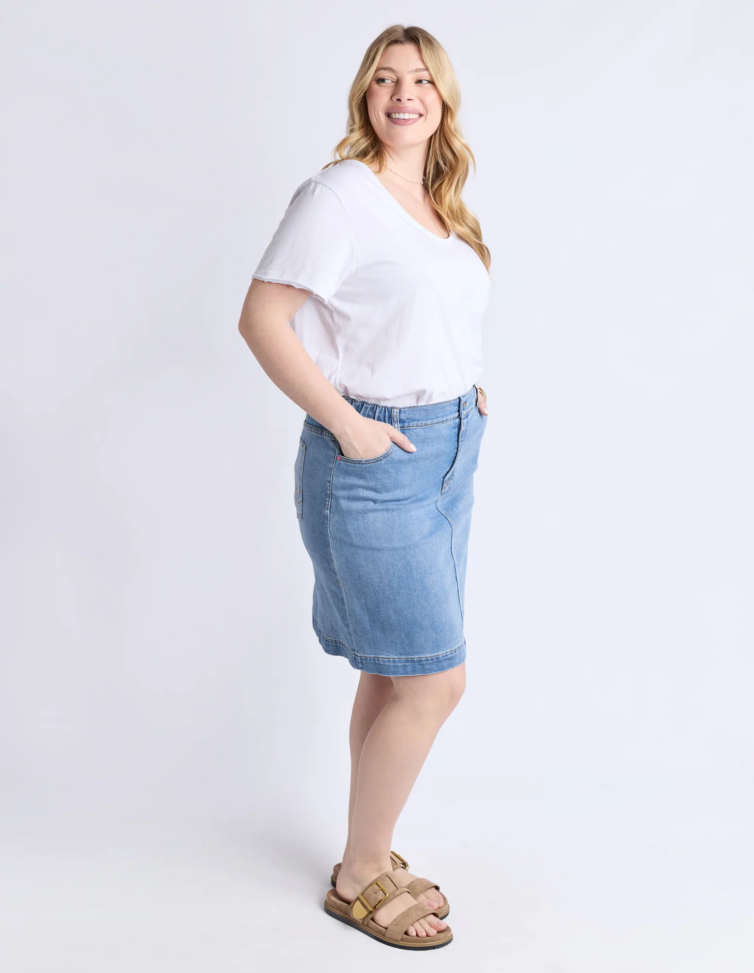 Birdie Denim Skirt Light Blue Wash - Image 13