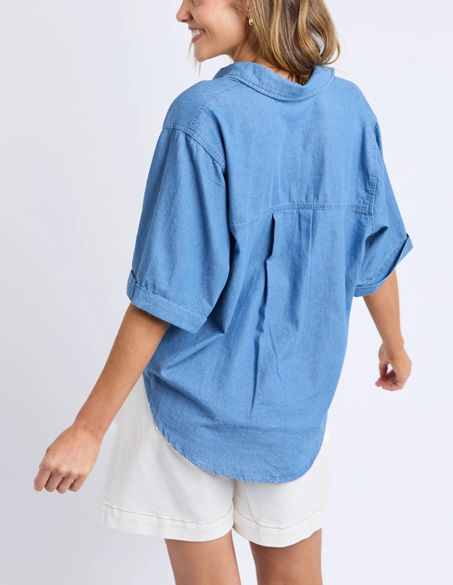 Blissful Chambray Shirt Mid Blue - Image 3