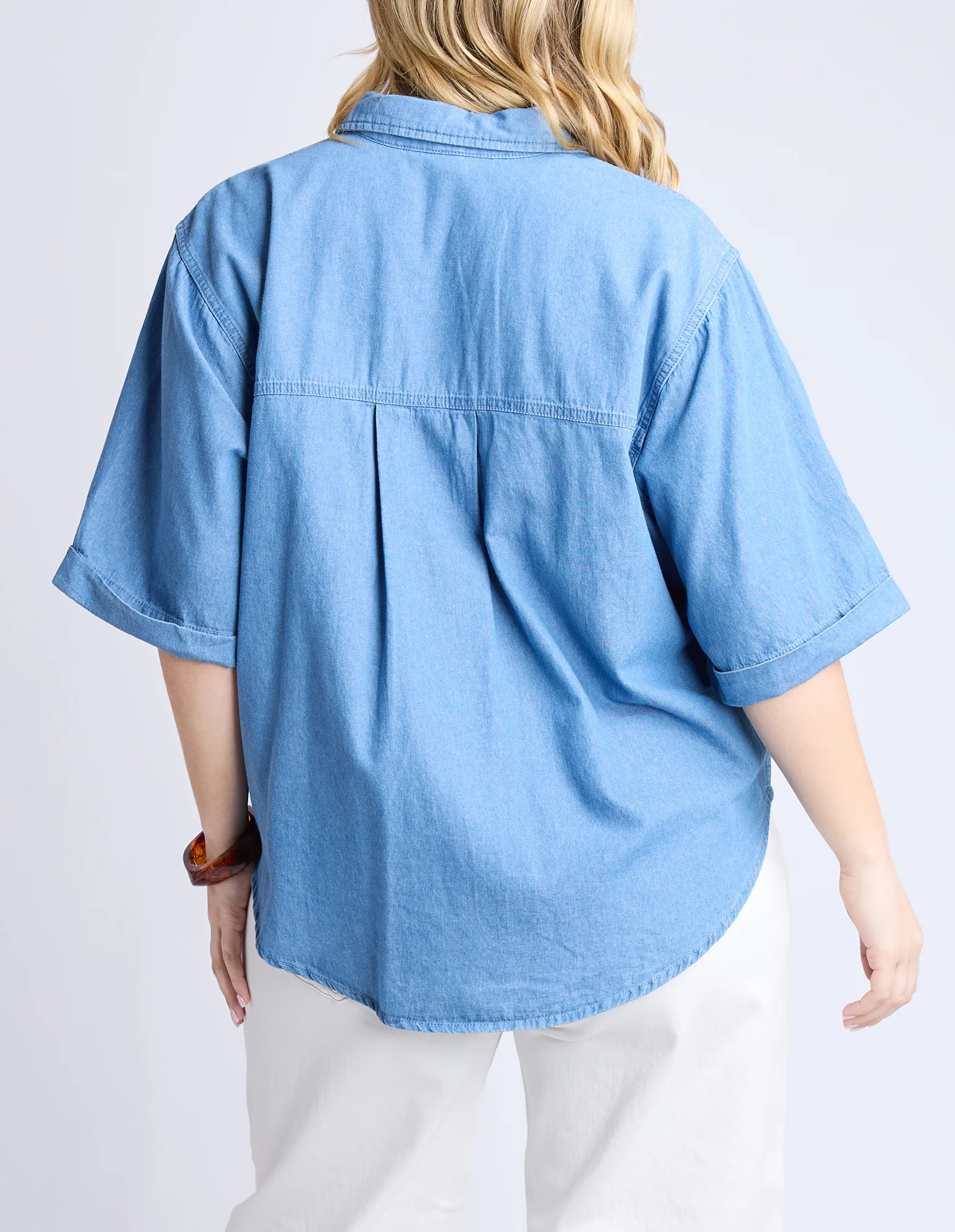 Blissful Chambray Shirt Mid Blue - Image 9