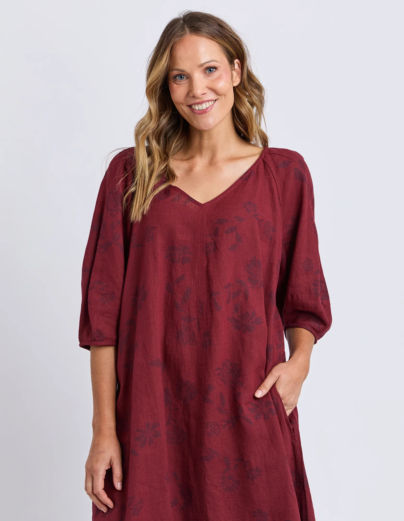 Bramble Midi Dress Plum Bramble Print - Image 2