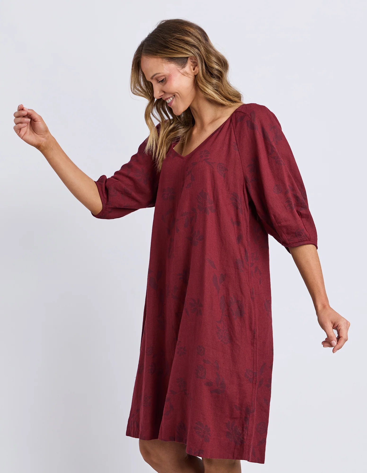 Bramble Midi Dress Plum Bramble Print - Image 4