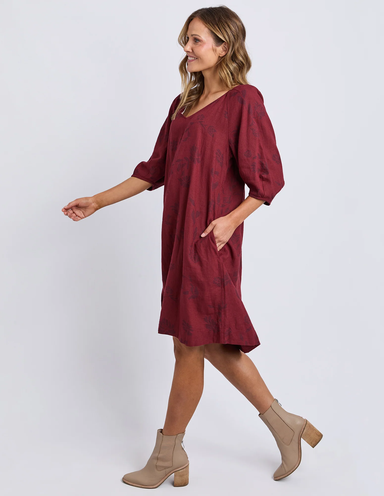 Bramble Midi Dress Plum Bramble Print - Image 6