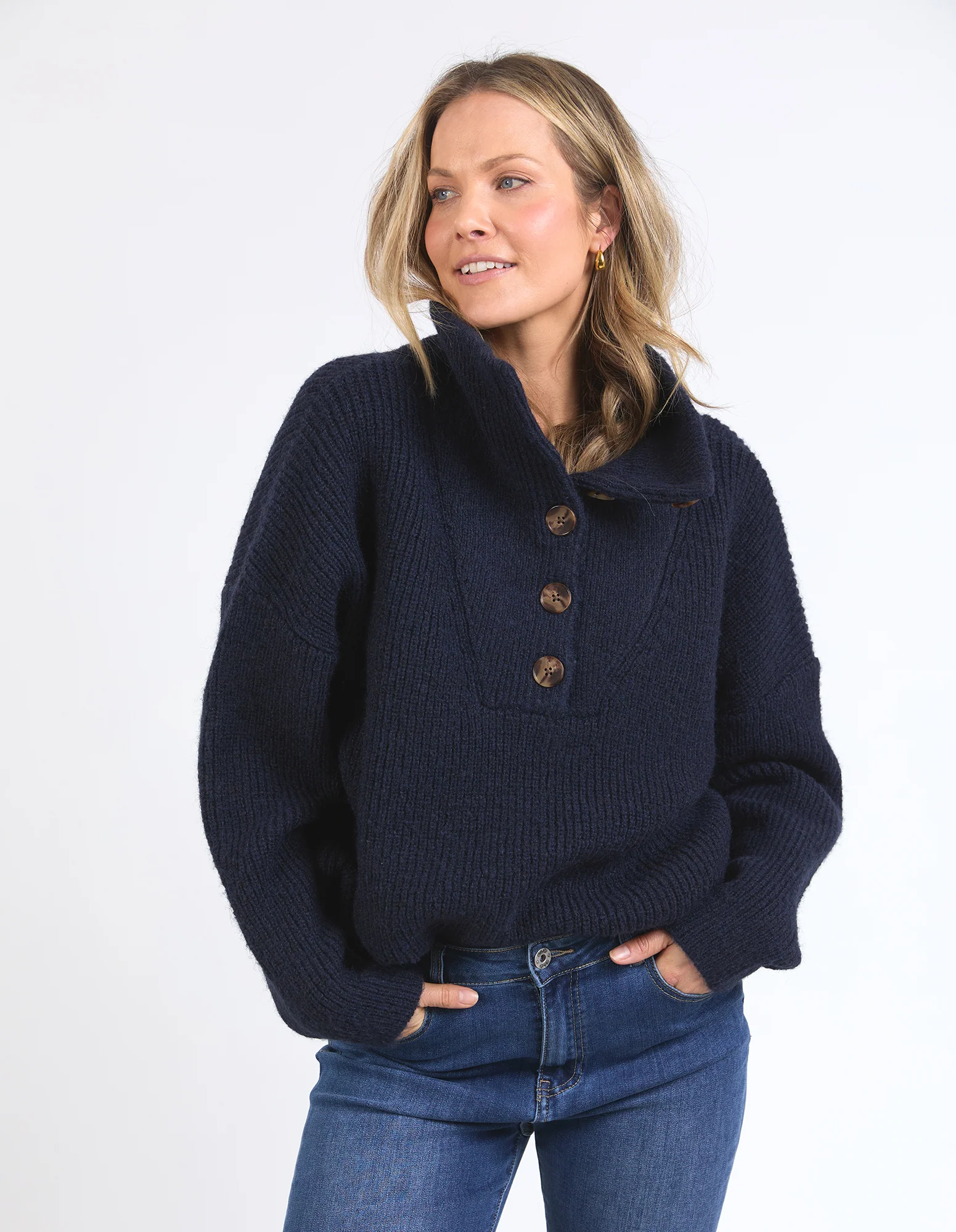 Bron Button Knit Dark Sapphire - Image 2