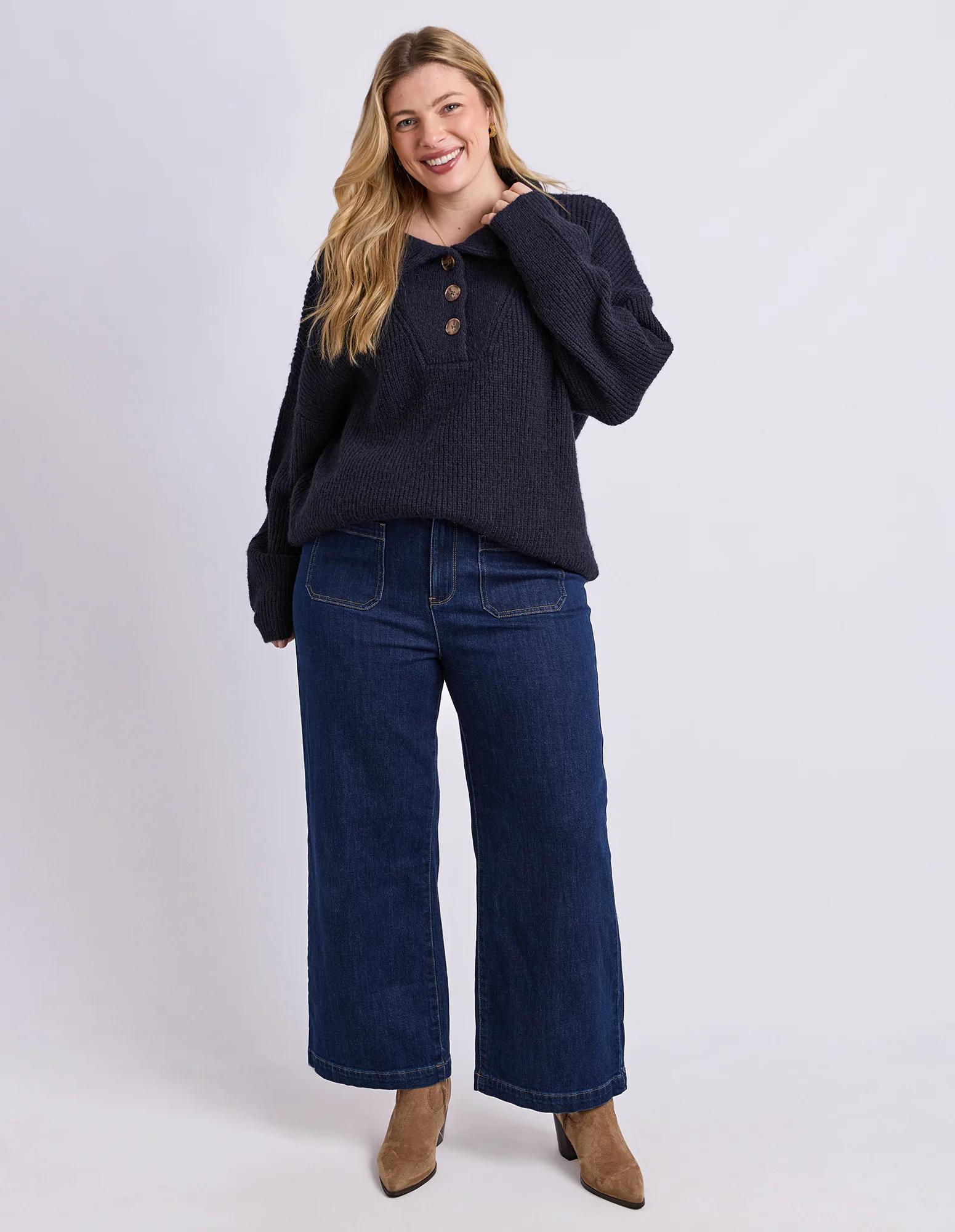 Bron Button Knit Dark Sapphire - Image 3