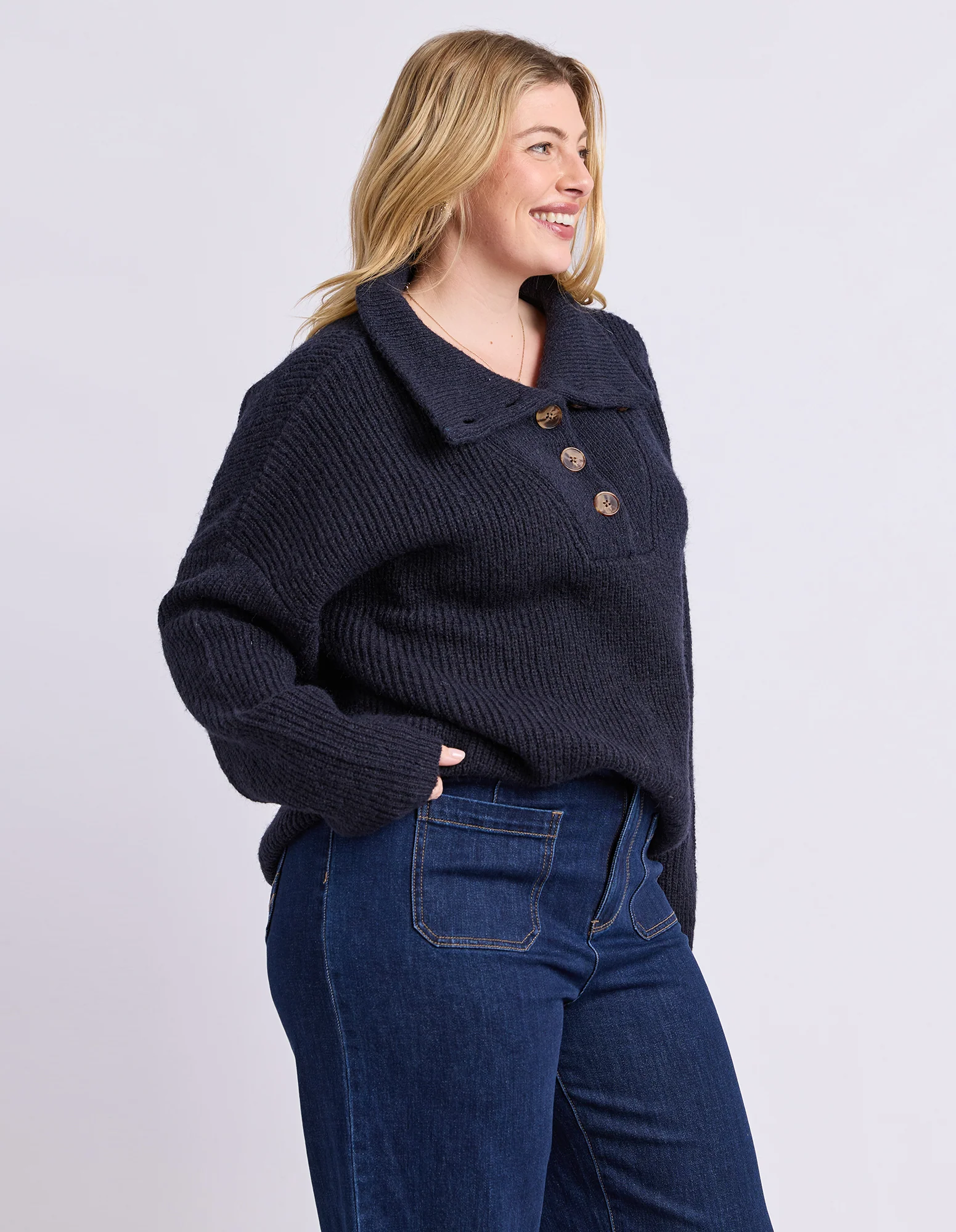 Bron Button Knit Dark Sapphire - Image 5
