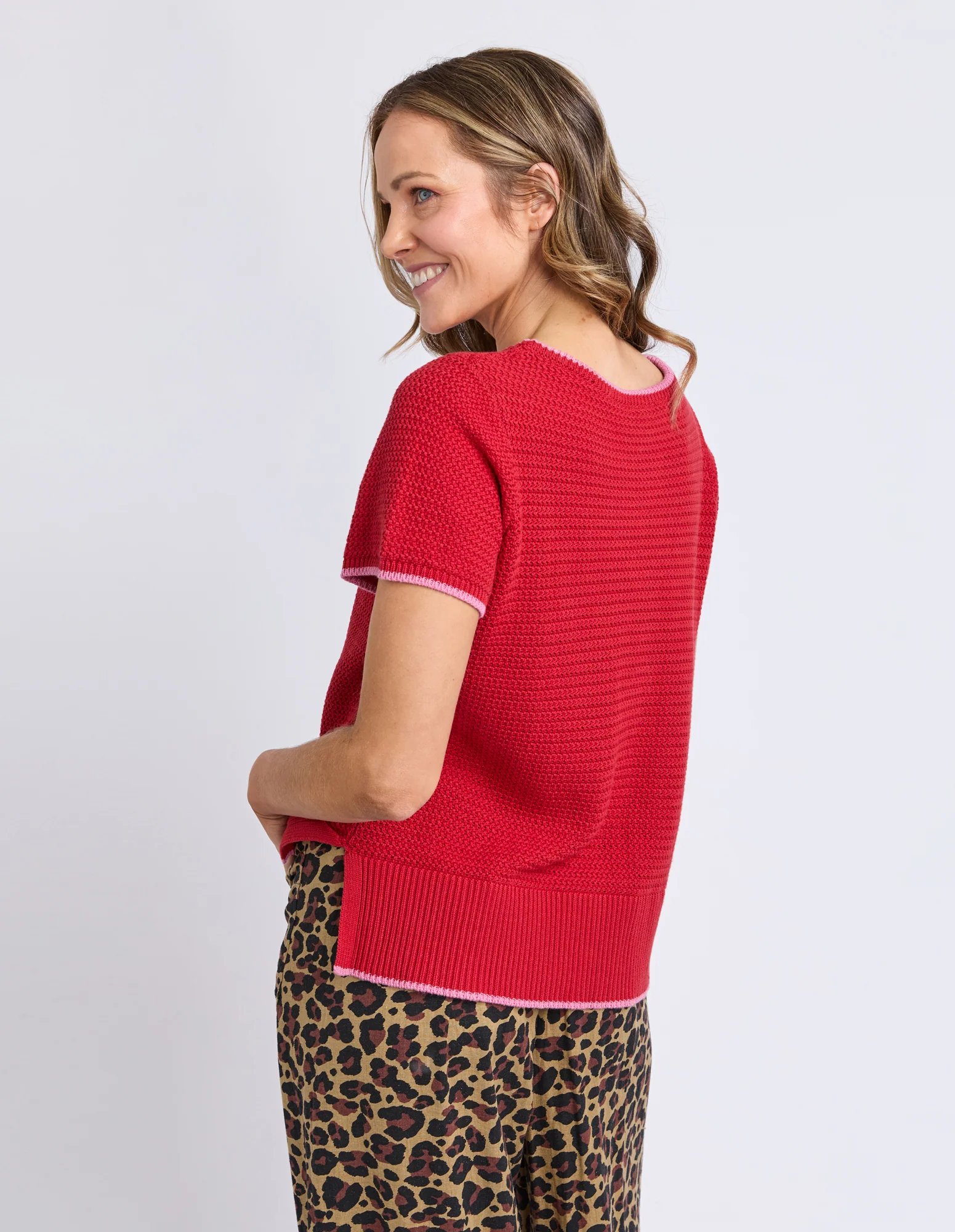 Camellia Short Sleeve Knit Cranberry - Image 4