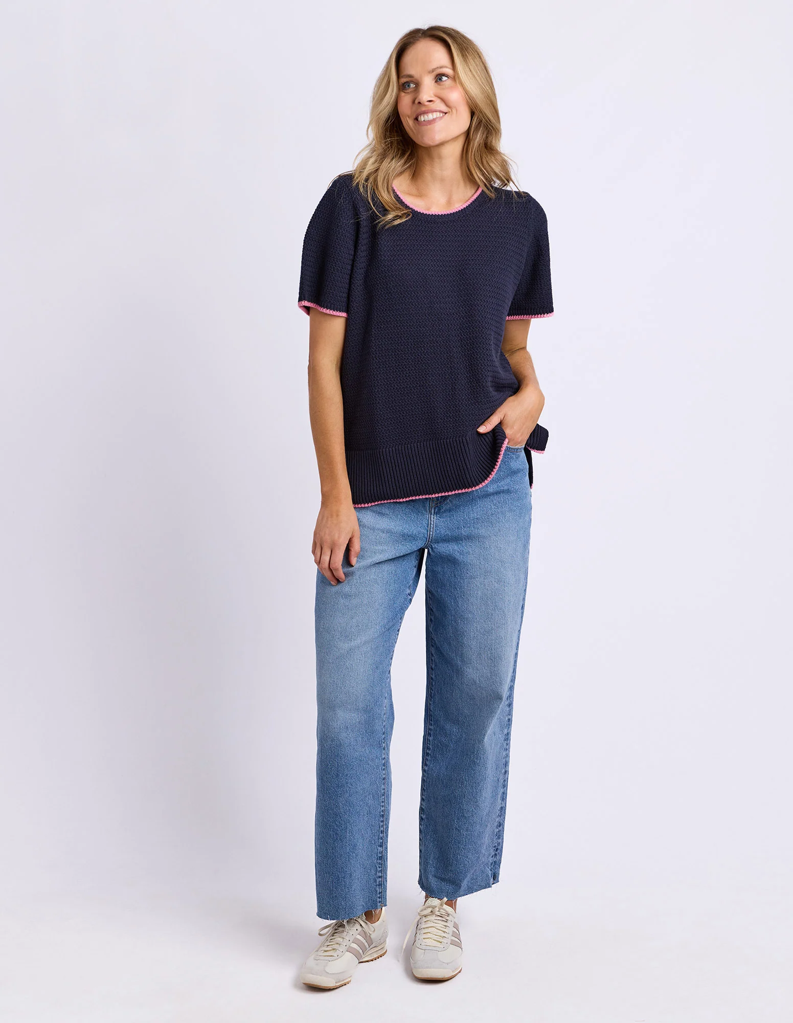 Camellia Short Sleeve Knit Navy - Image 2