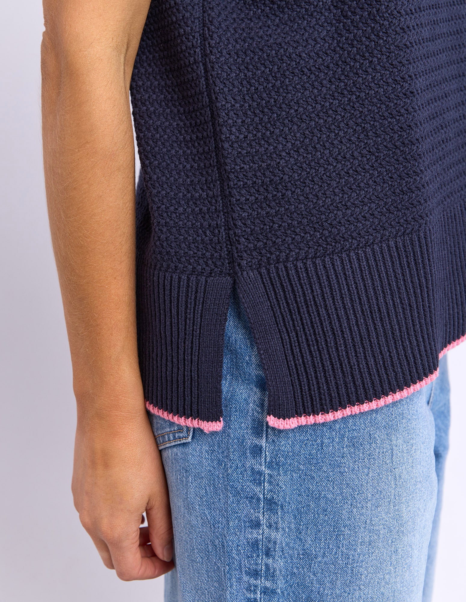 Camellia Short Sleeve Knit Navy - Image 5