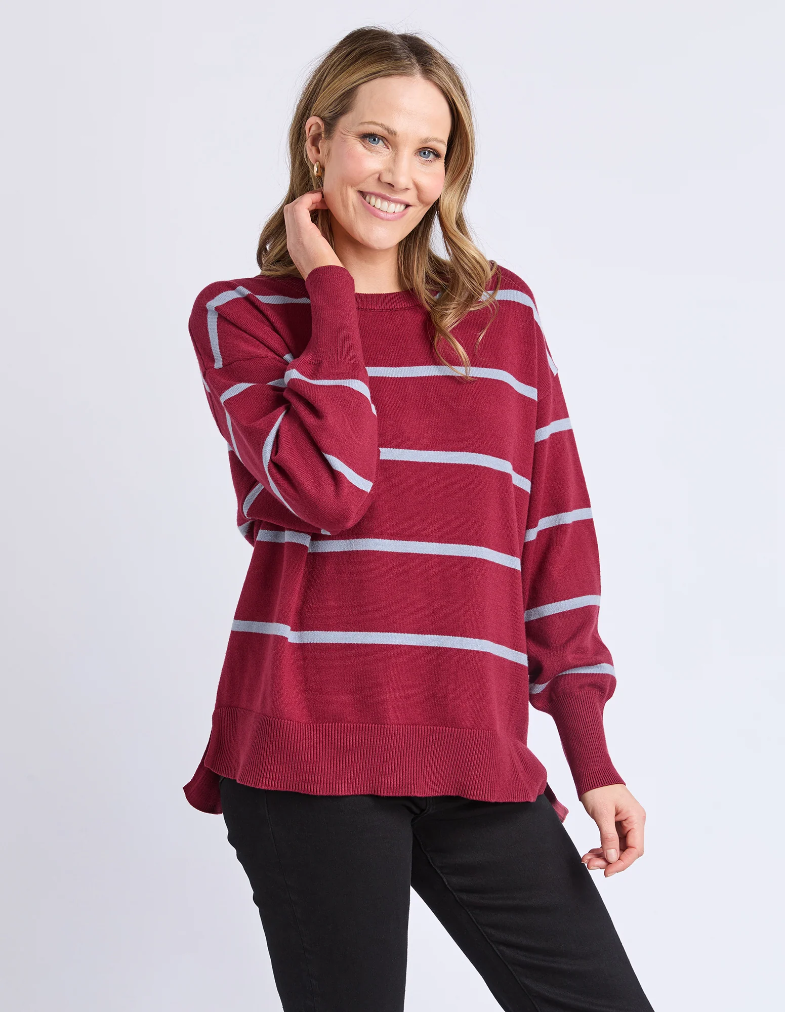 Charli Stripe Knit Maroon - Image 10