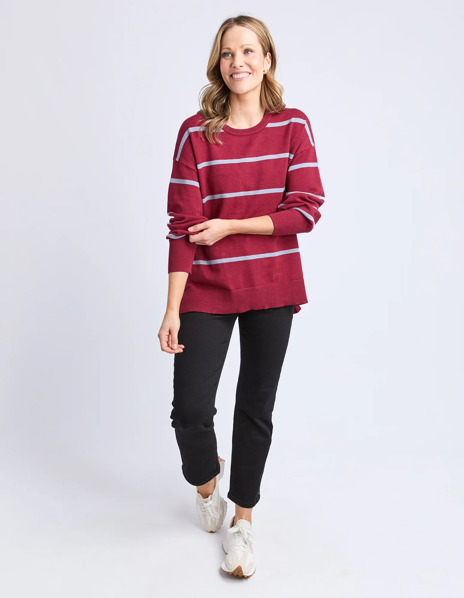 Charli Stripe Knit Maroon - Image 12