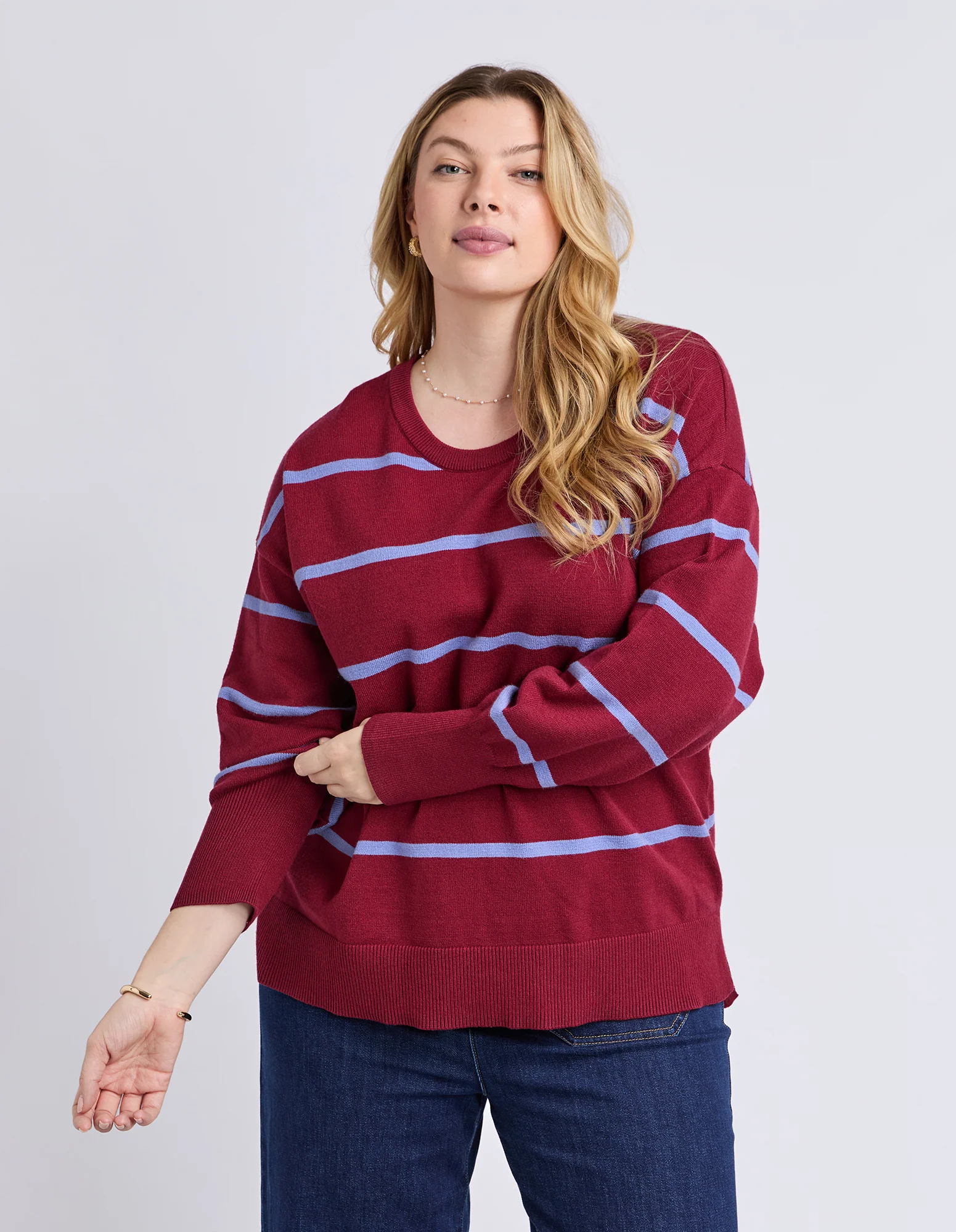 Charli Stripe Knit Maroon - Image 2
