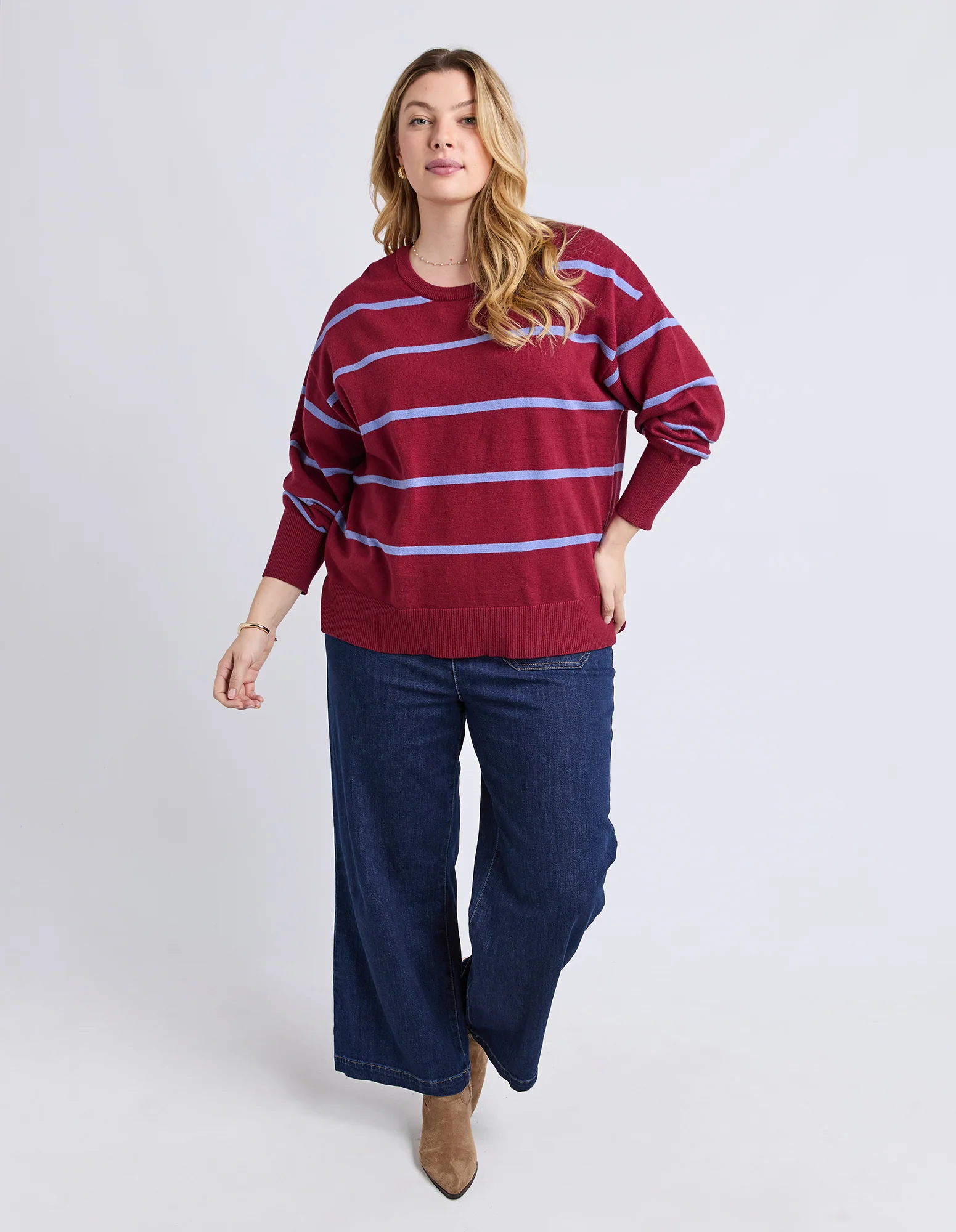 Charli Stripe Knit Maroon - Image 3