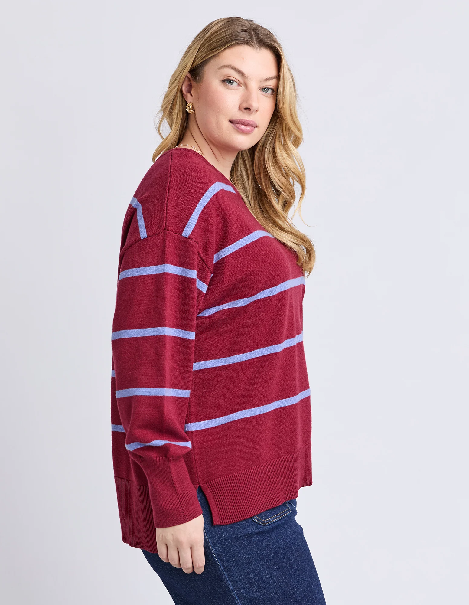 Charli Stripe Knit Maroon - Image 5