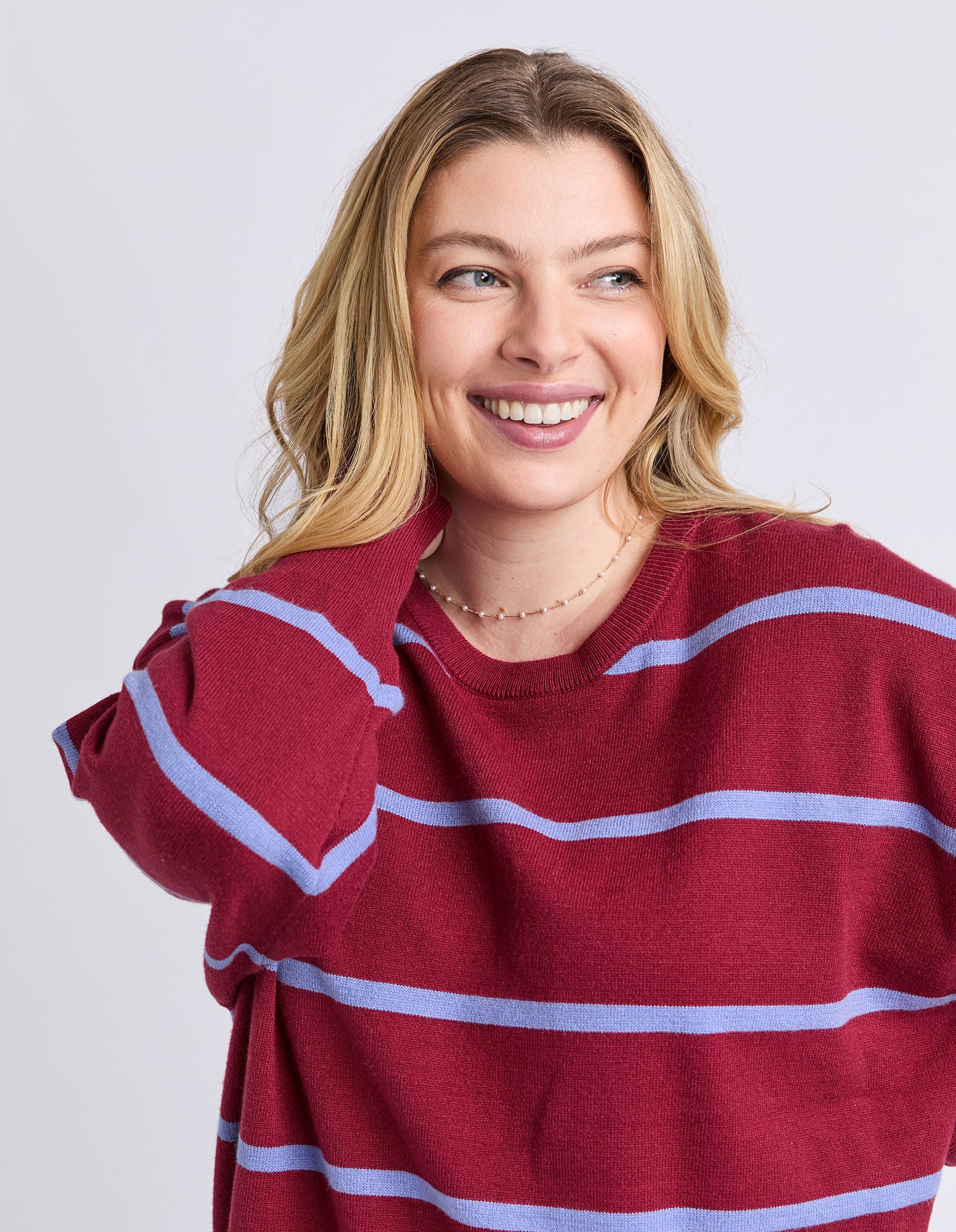 Charli Stripe Knit Maroon - Image 6