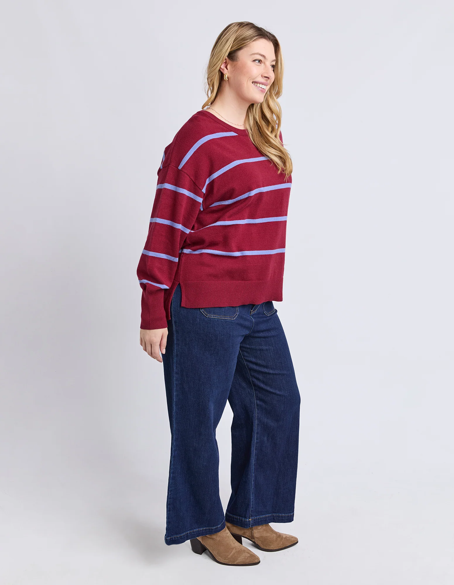 Charli Stripe Knit Maroon - Image 7