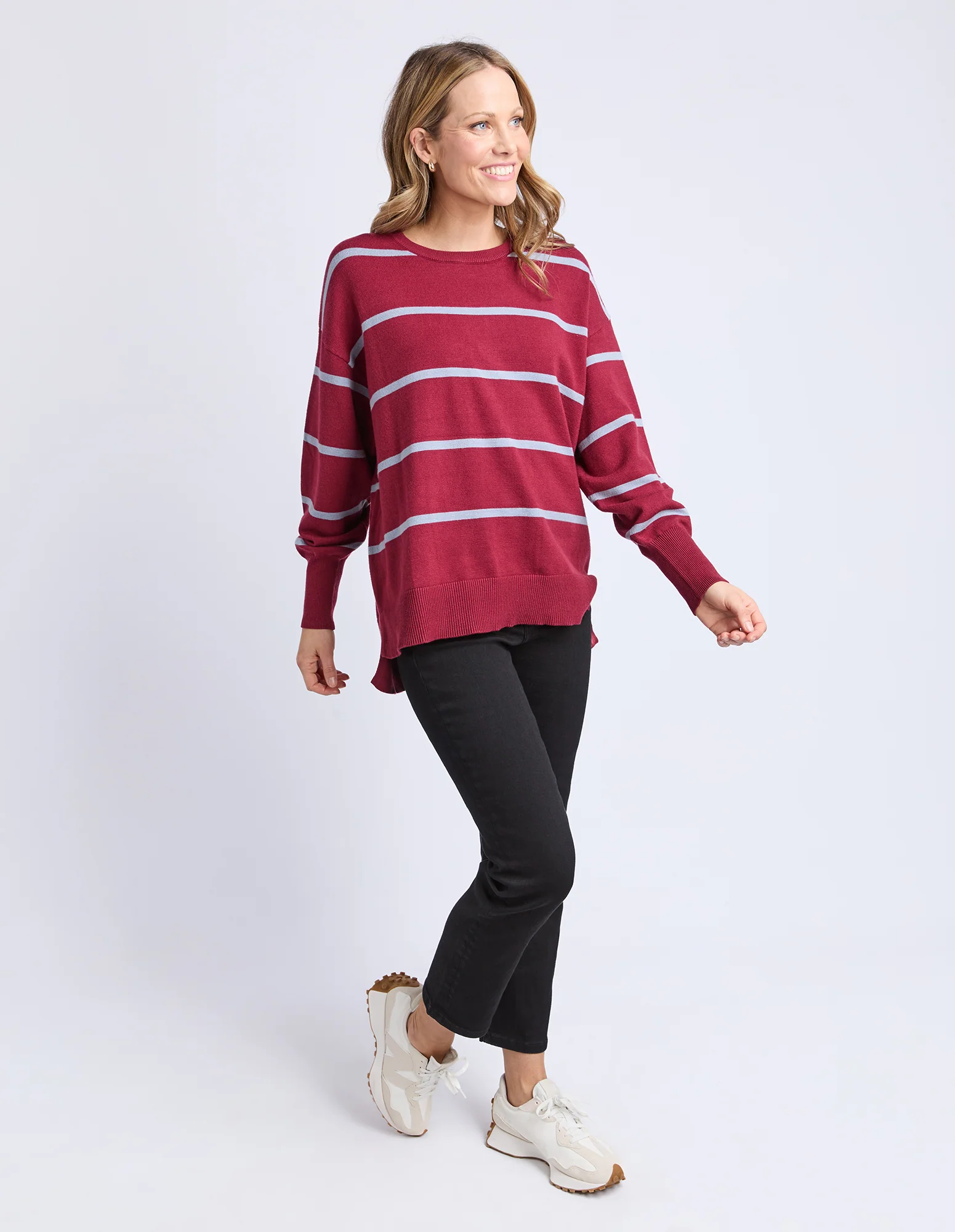 Charli Stripe Knit Maroon - Image 8