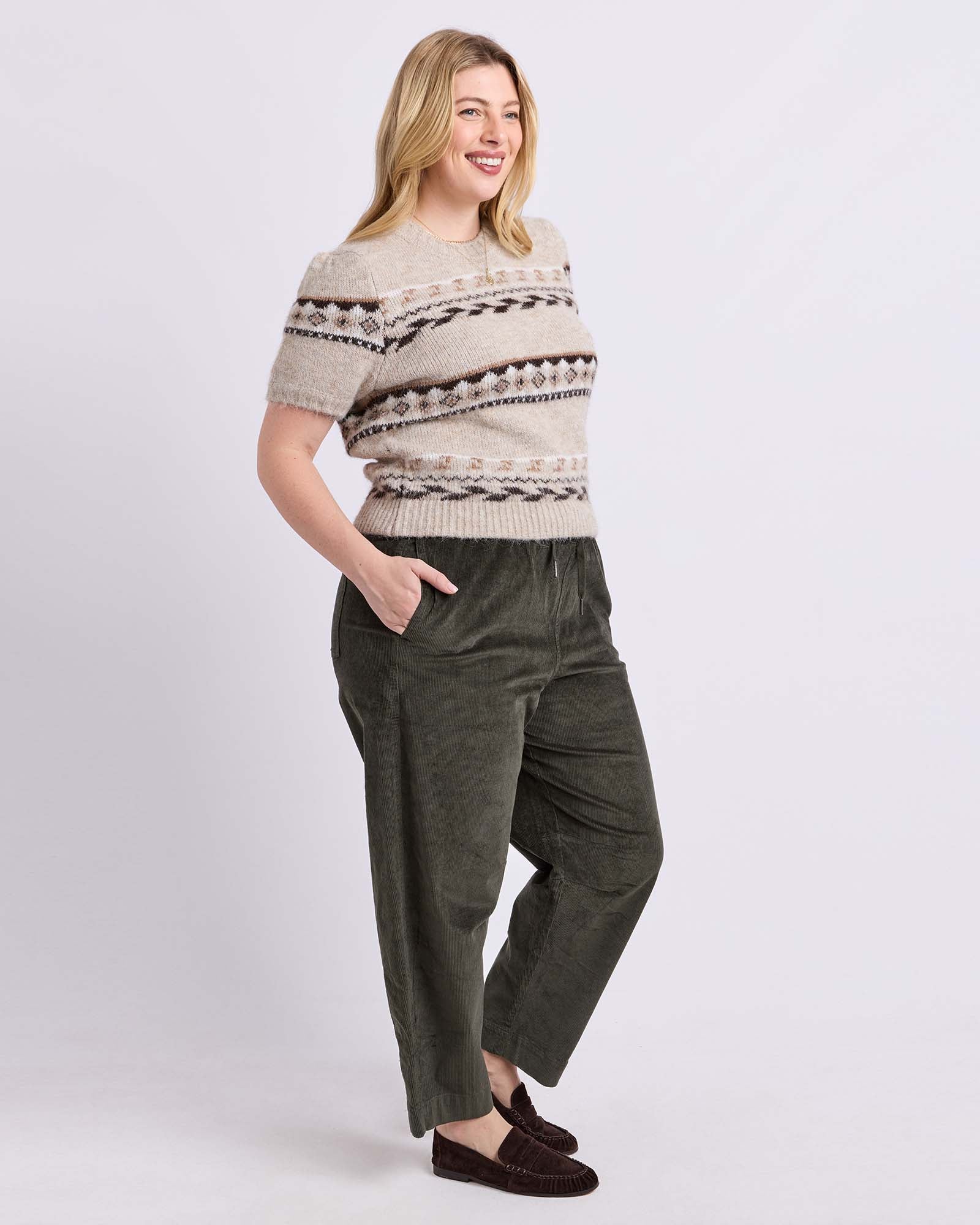 Cord Barrel Pant Basil - Image 13