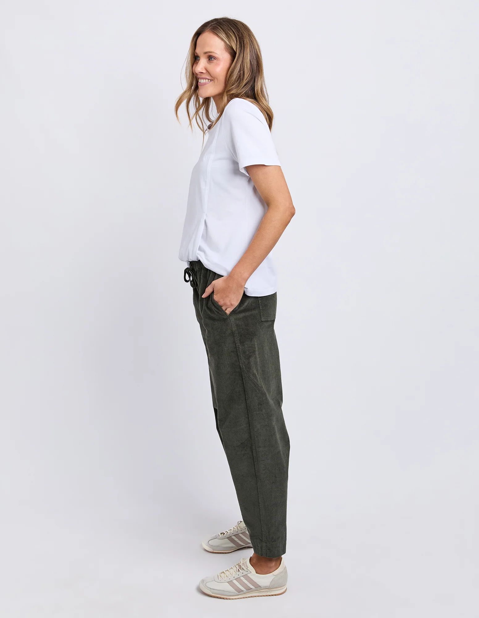 Cord Barrel Pant Basil - Image 7