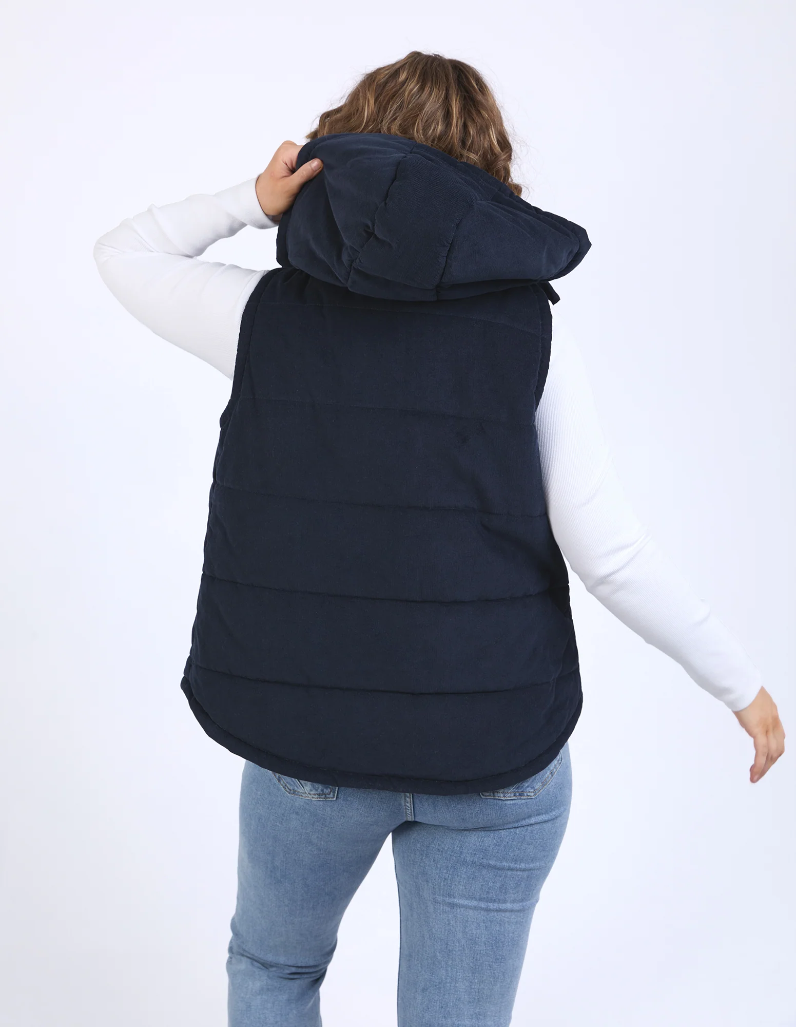 Cord Puffer Vest Dark Sapphire - Image 4