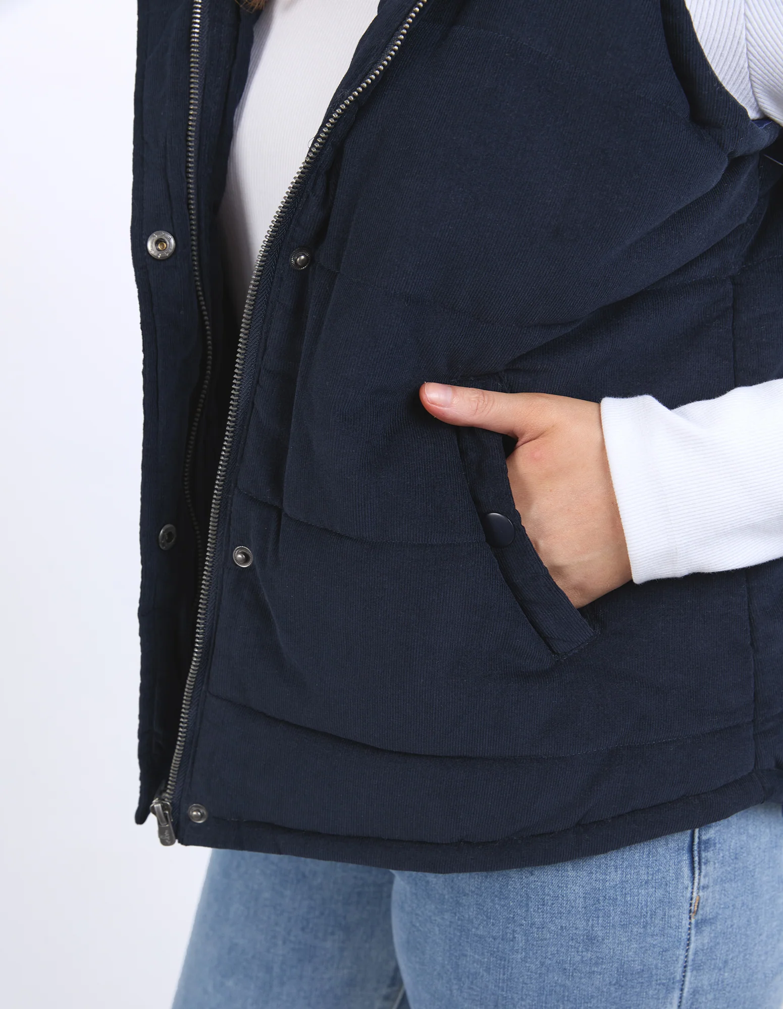 Cord Puffer Vest Dark Sapphire - Image 6