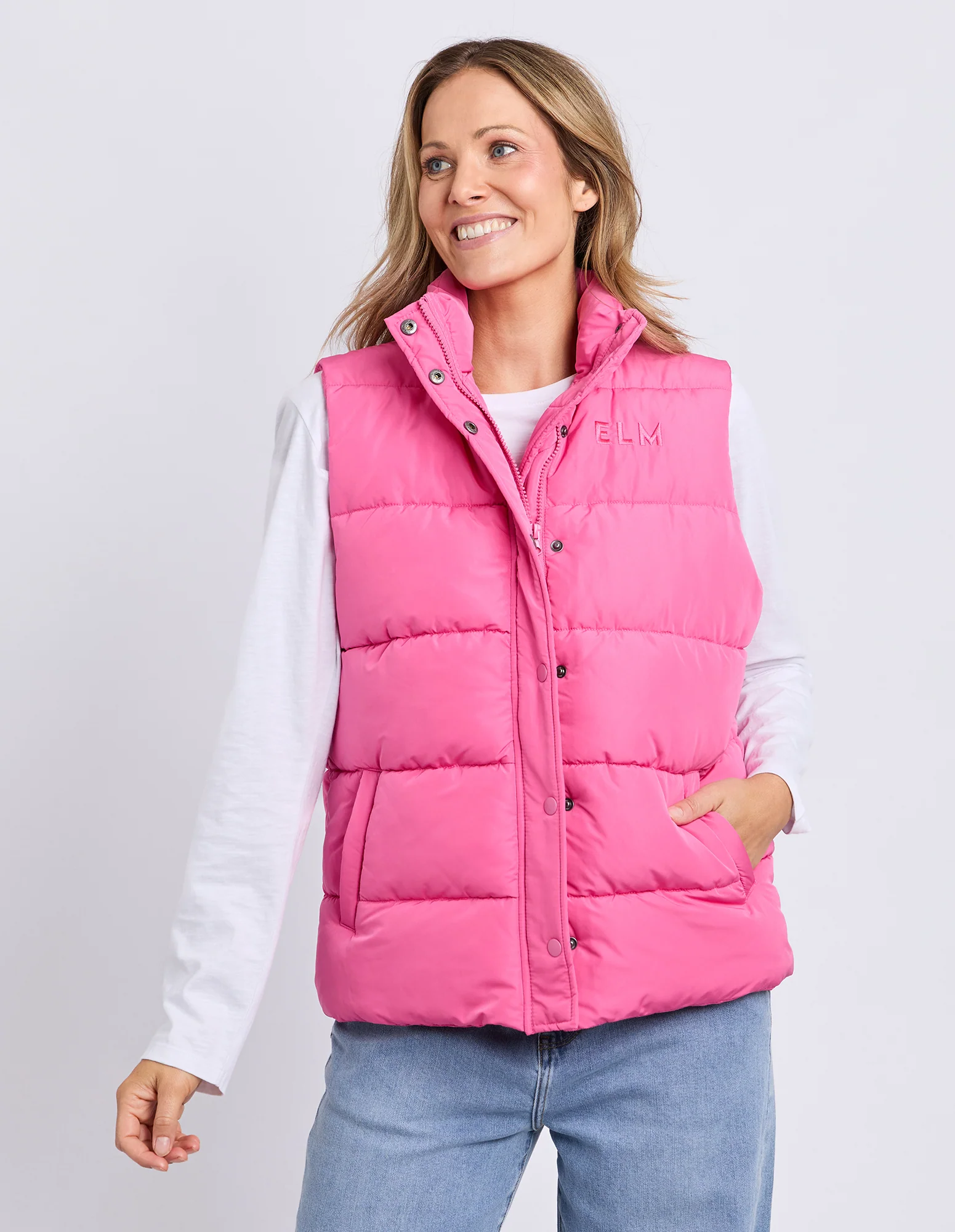 Core Puffer Vest Hot Pink