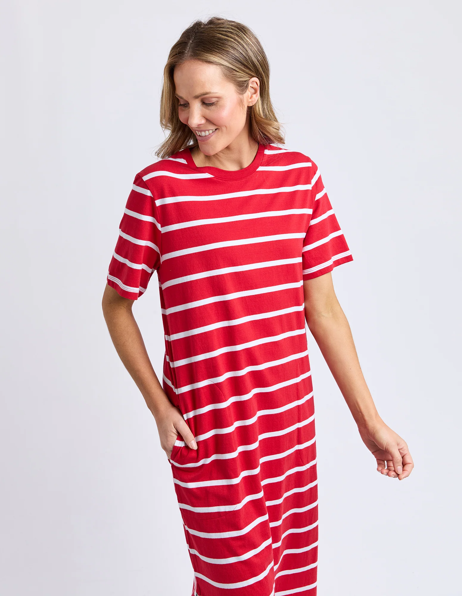 Crimson Tee Dress Cranberry/White Stripe - Image 10