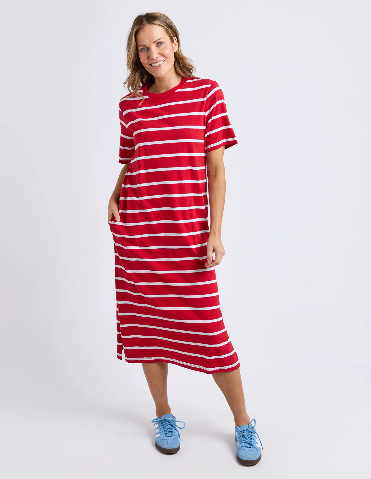 Crimson Tee Dress Cranberry/White Stripe - Image 12