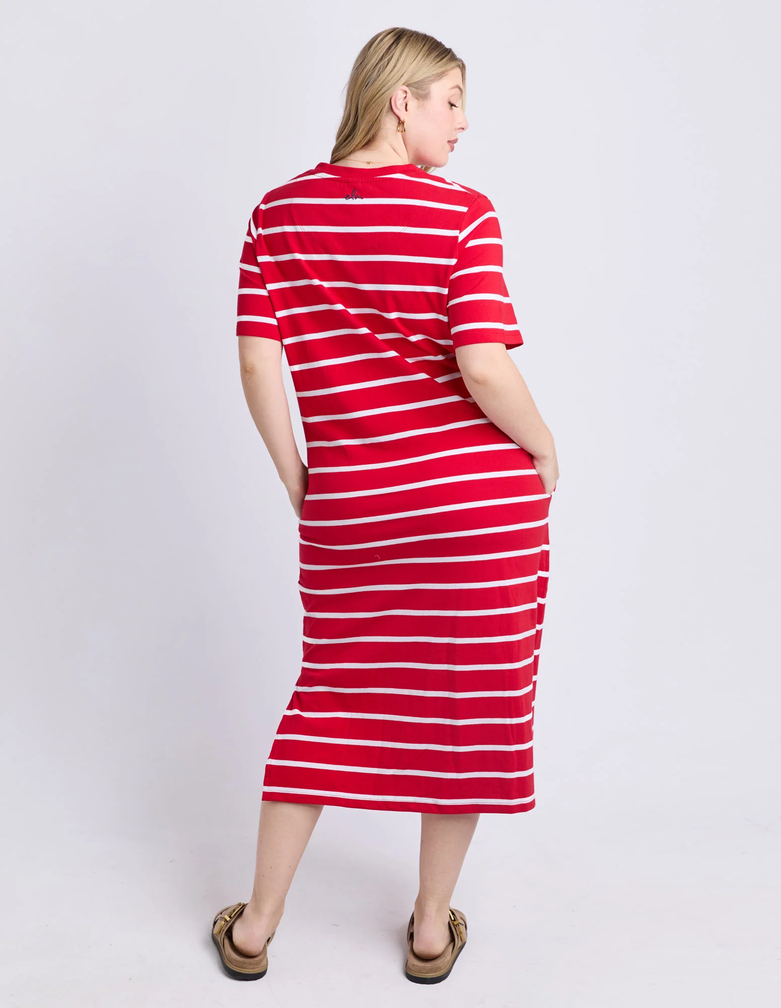 Crimson Tee Dress Cranberry/White Stripe - Image 4