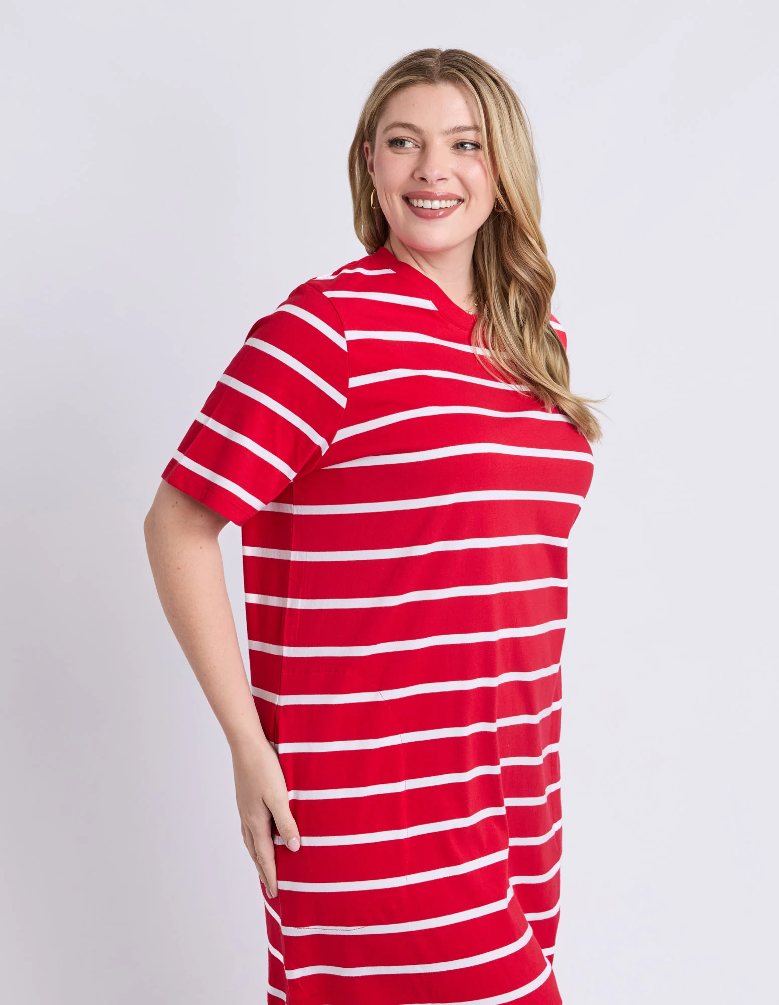 Crimson Tee Dress Cranberry/White Stripe - Image 5