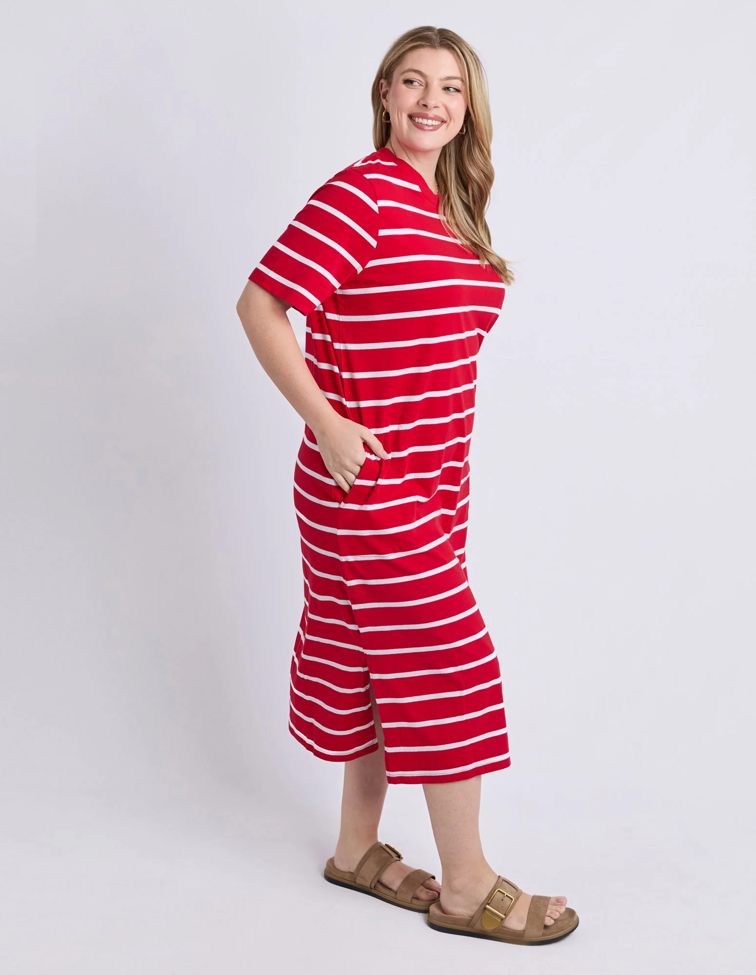 Crimson Tee Dress Cranberry/White Stripe - Image 7