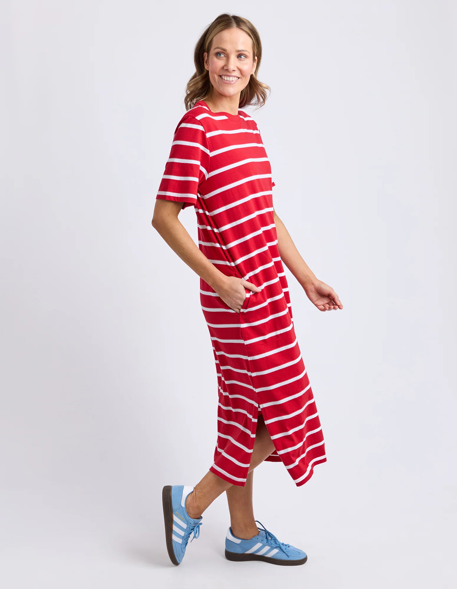 Crimson Tee Dress Cranberry/White Stripe - Image 8