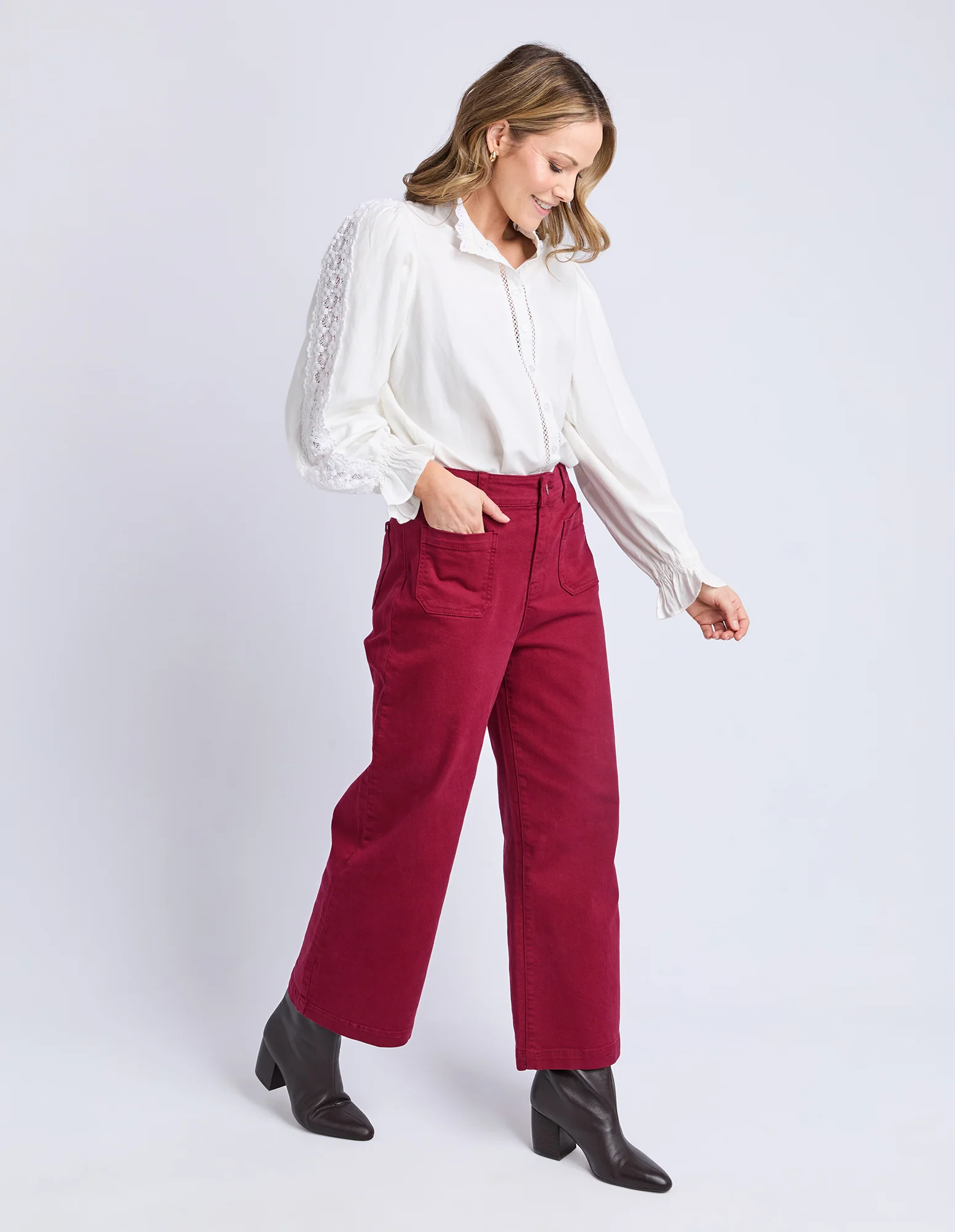 Delphi Front Pocket Jean Maroon - Image 10