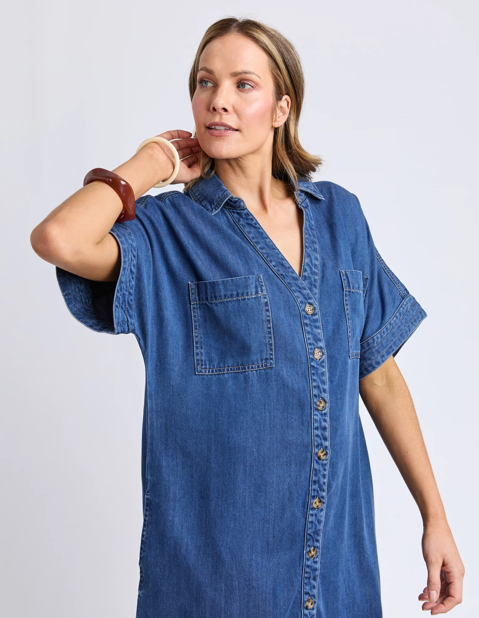 Demi Denim Dress Dark Blue Wash - Image 10