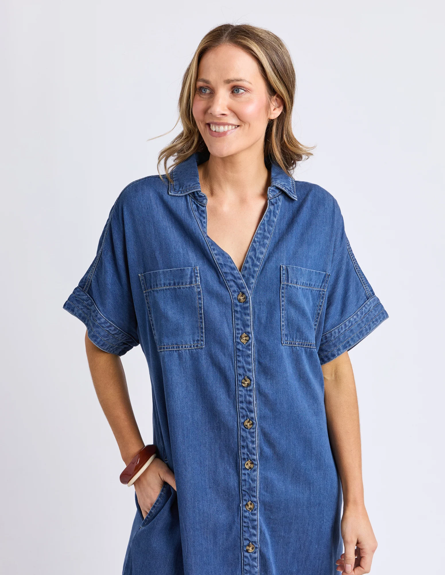 Demi Denim Dress Dark Blue Wash - Image 2