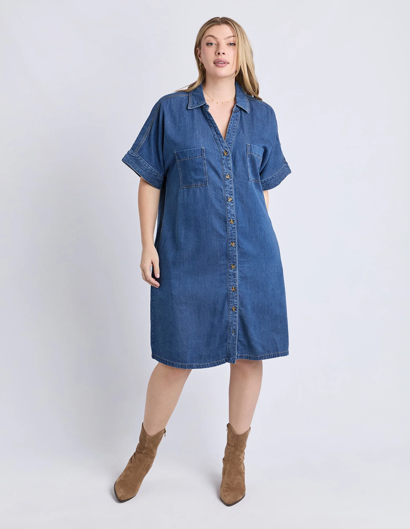 Demi Denim Dress Dark Blue Wash - Image 3