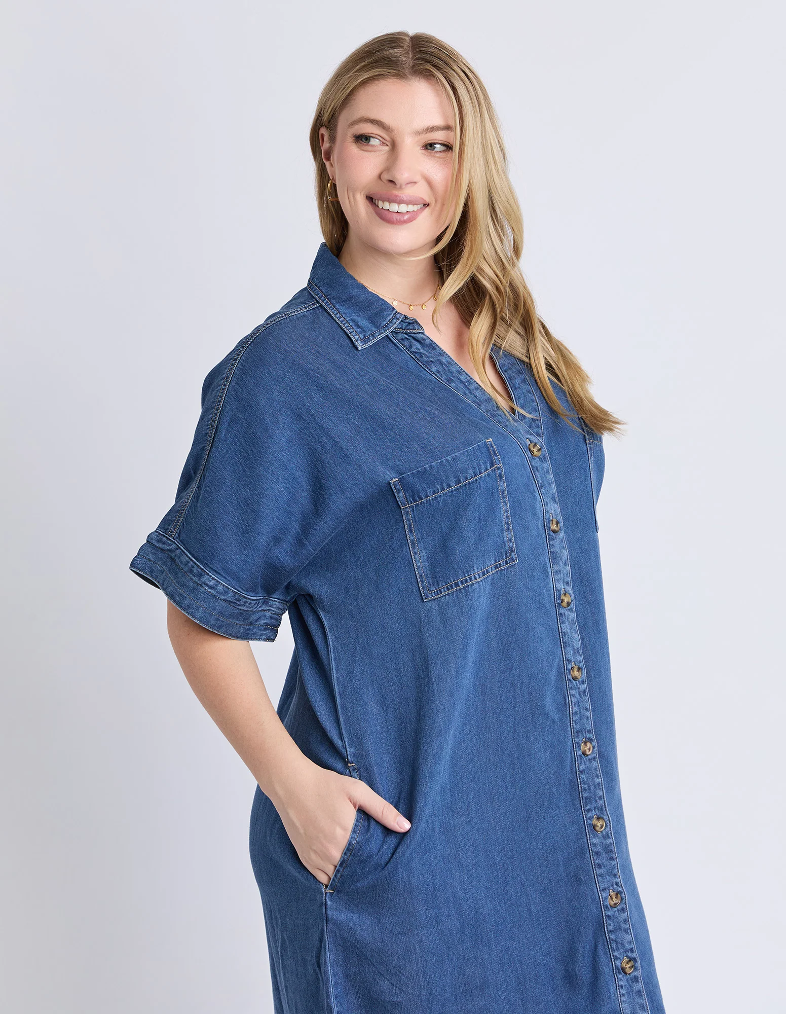 Demi Denim Dress Dark Blue Wash - Image 5