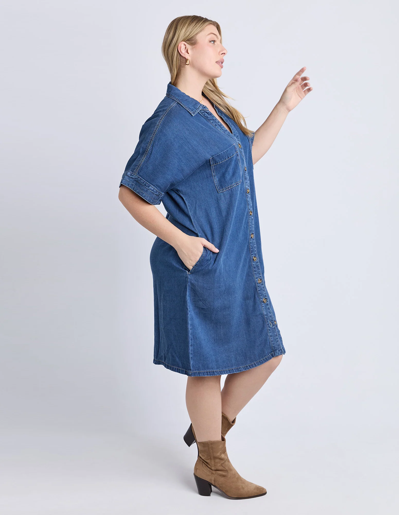 Demi Denim Dress Dark Blue Wash - Image 7