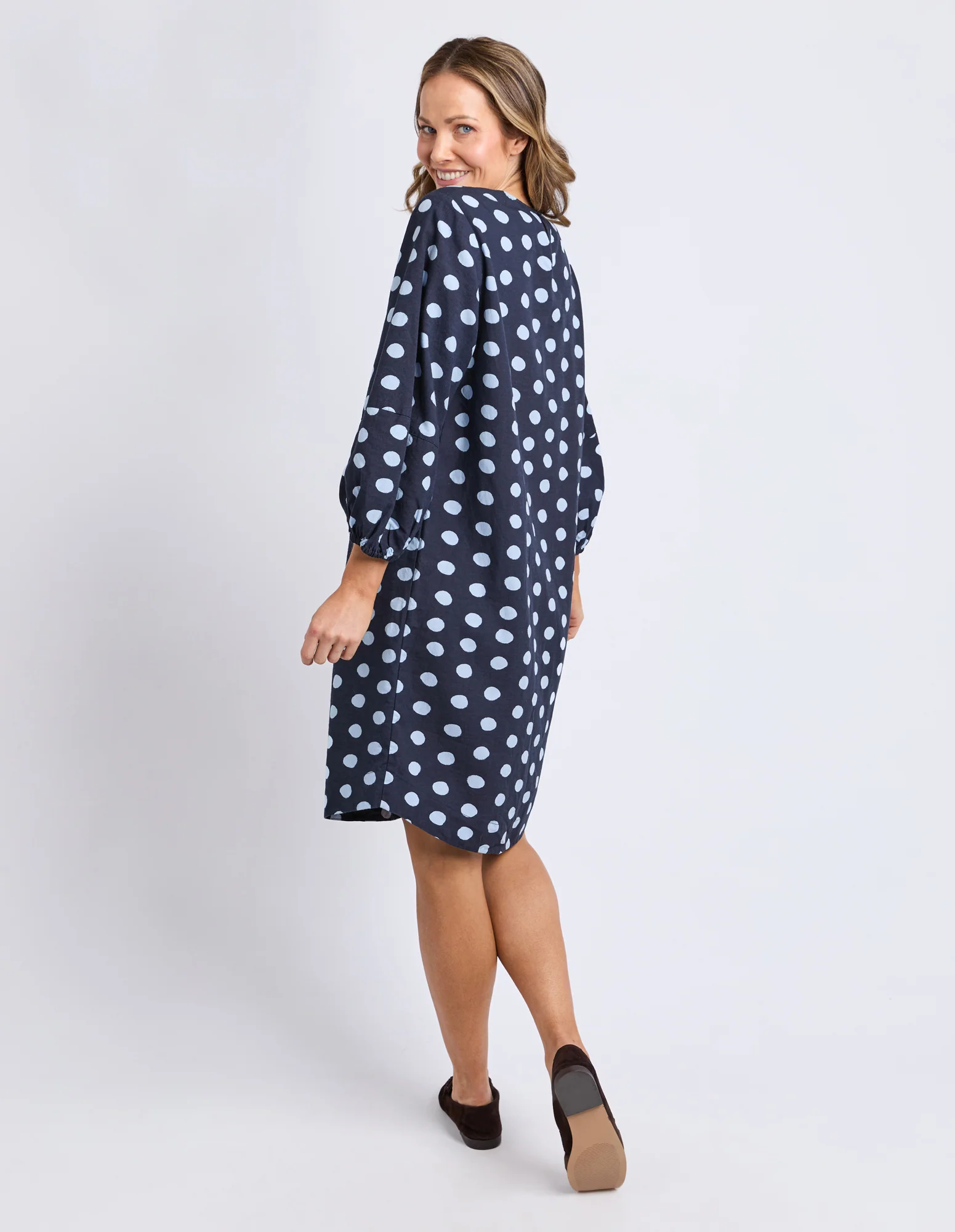 Dotty Dress Classic Navy Spot - Image 4