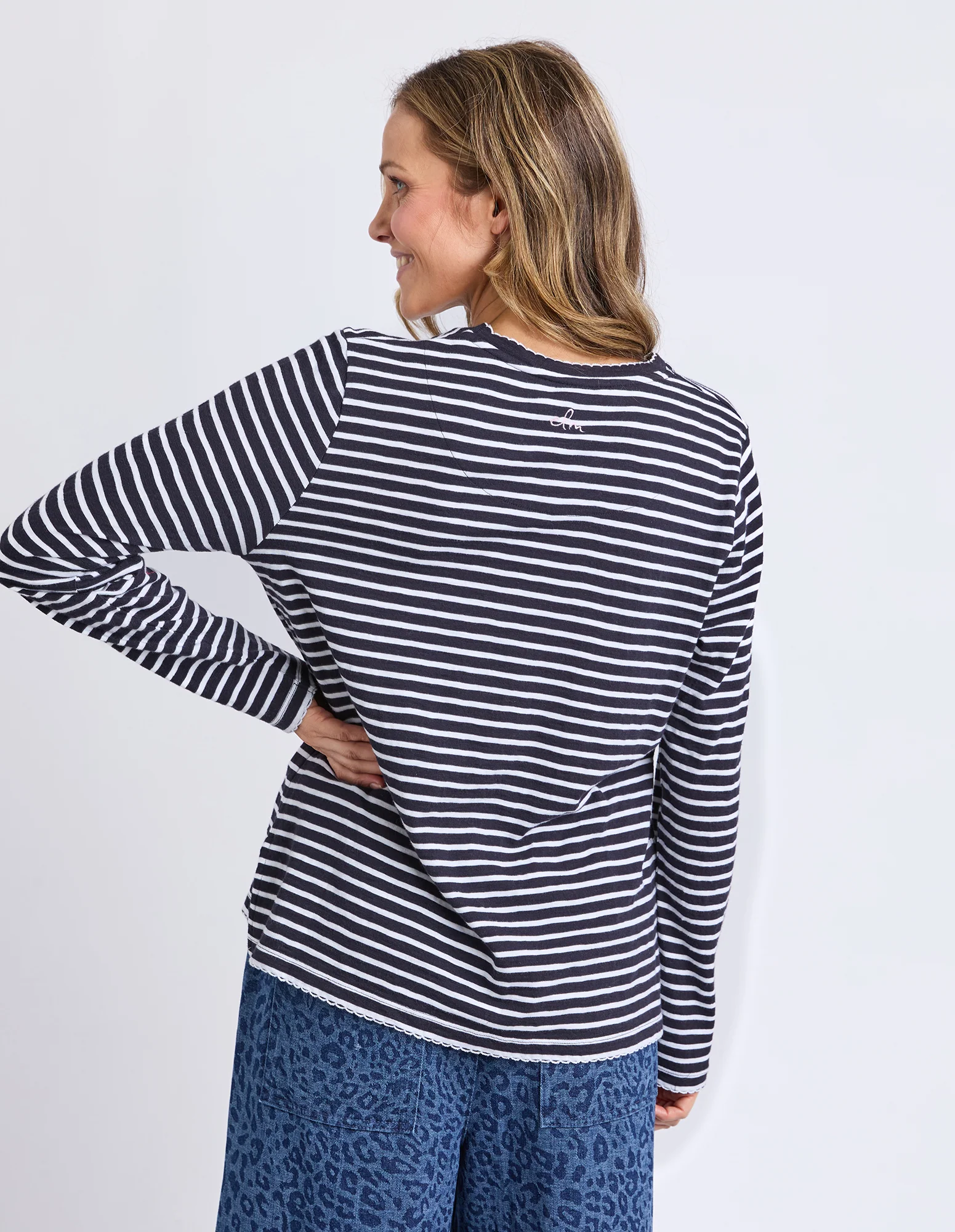 Drea Long Sleeve Tee Navy/White Stripe - Image 11