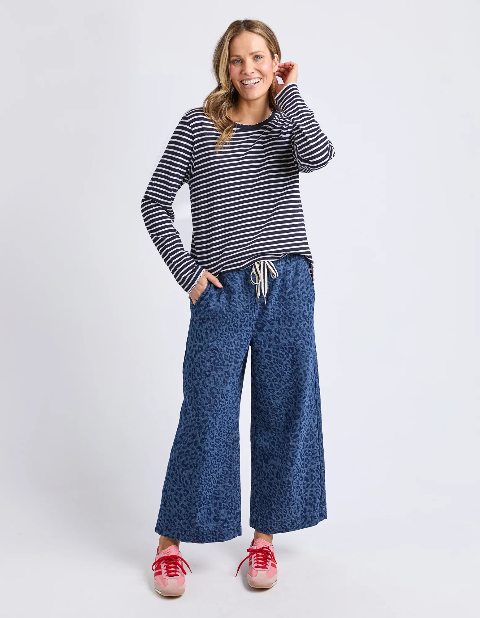 Drea Long Sleeve Tee Navy/White Stripe - Image 12