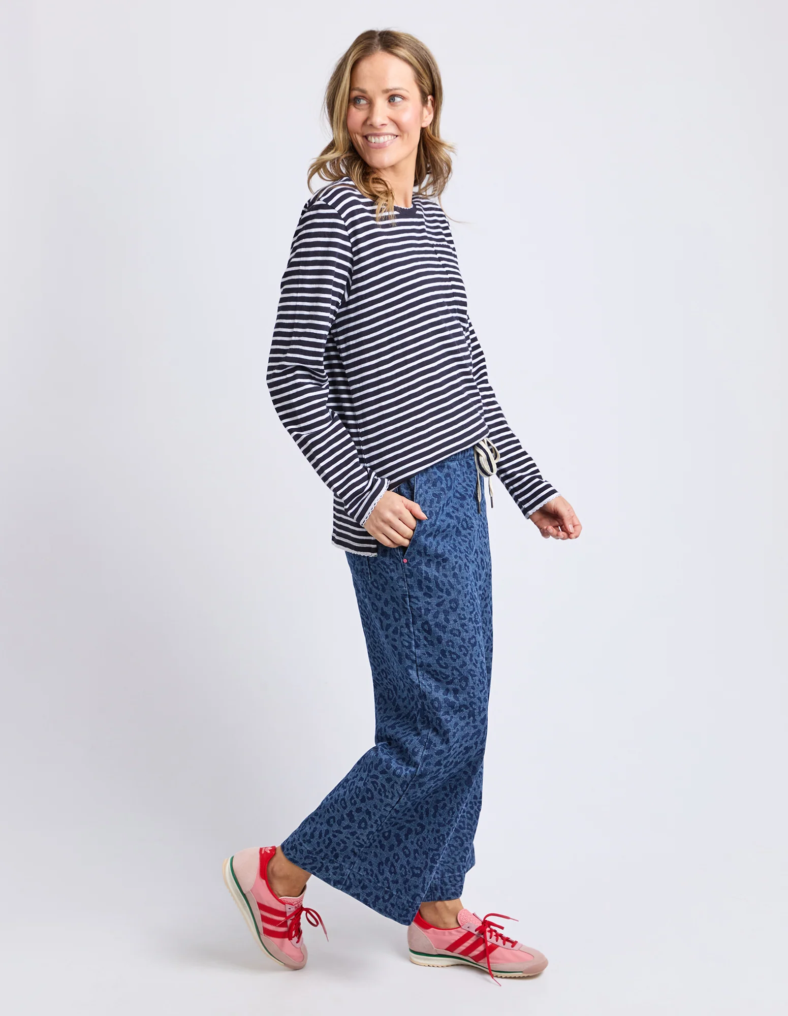Drea Long Sleeve Tee Navy/White Stripe - Image 8