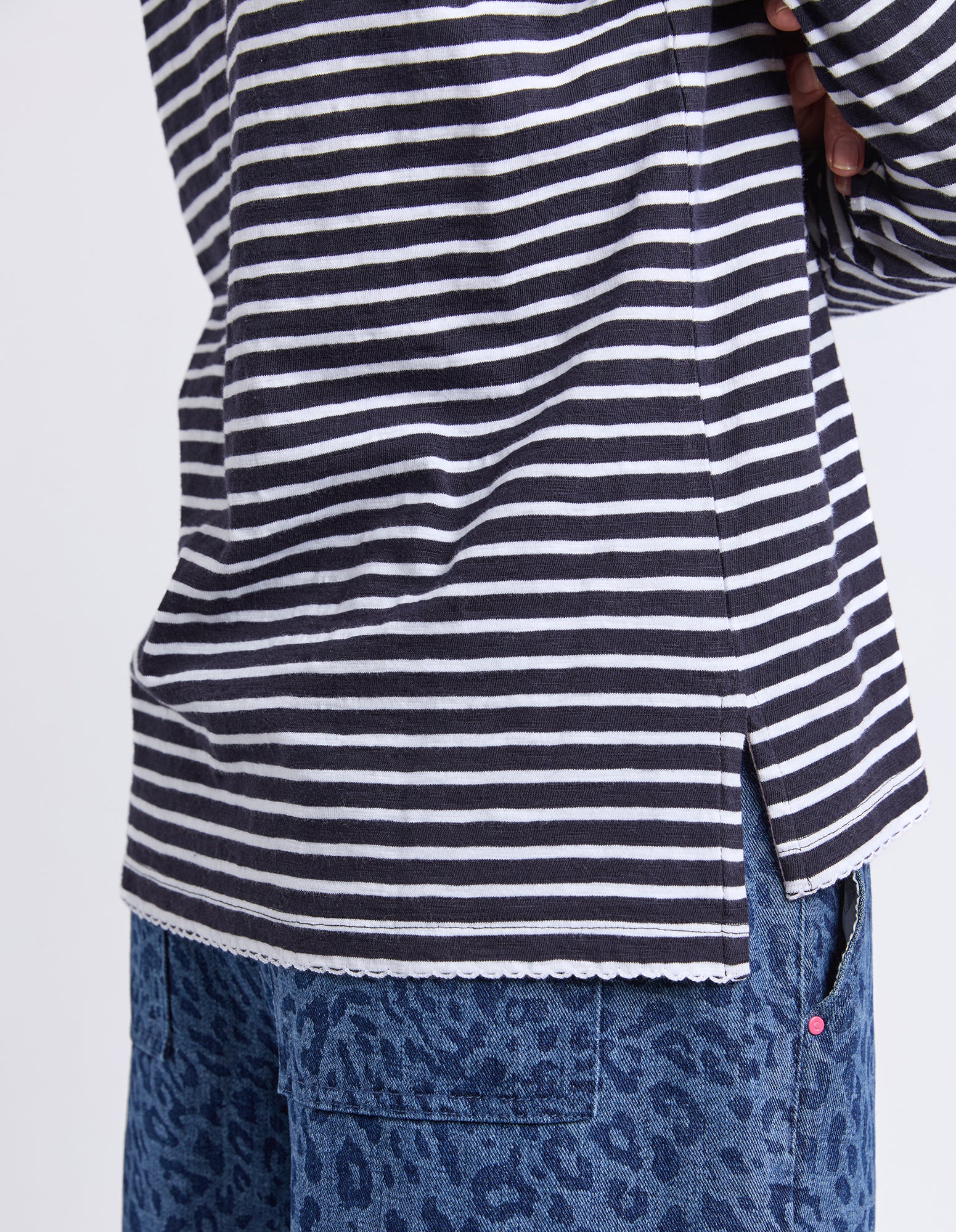 Drea Long Sleeve Tee Navy/White Stripe - Image 9