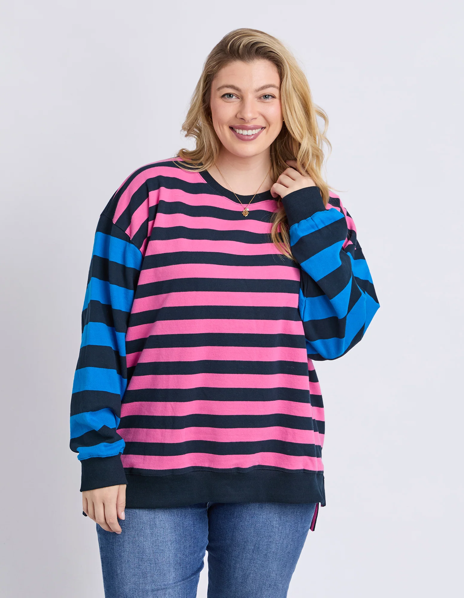 Eden Crew Pink/Navy/Blue Stripe - Image 2