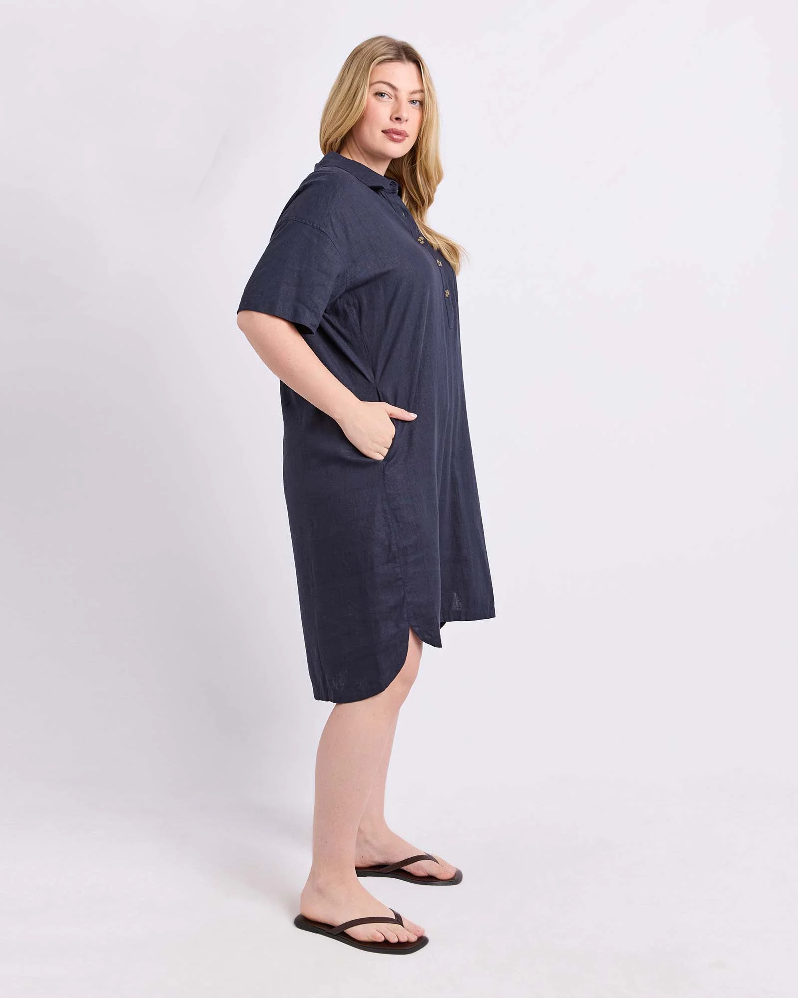 Elle Shirt Dress Classic Navy - Image 12