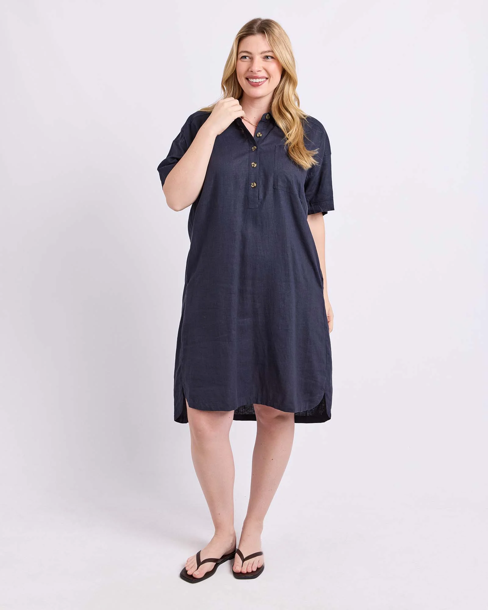 Elle Shirt Dress Classic Navy - Image 4