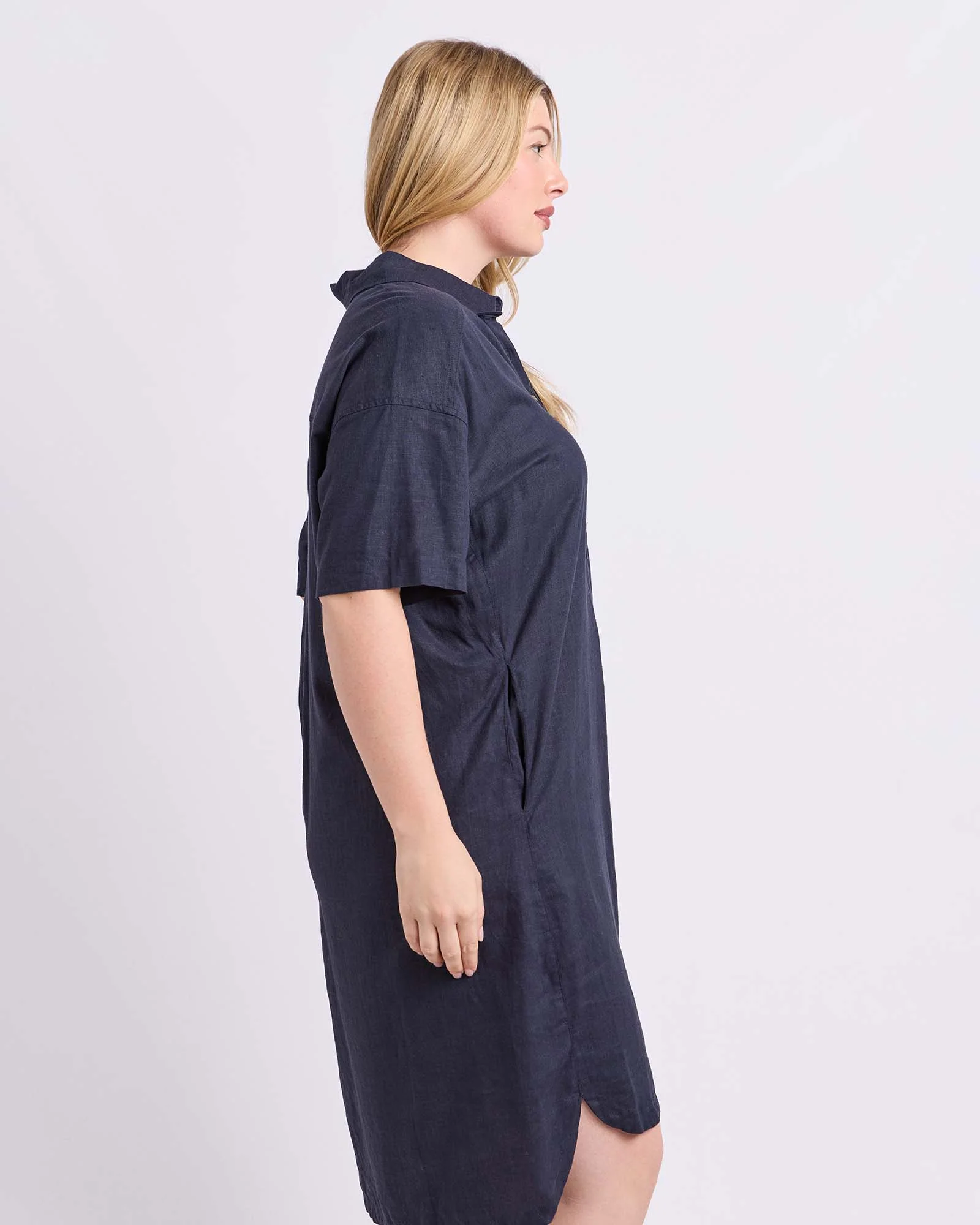 Elle Shirt Dress Classic Navy - Image 8